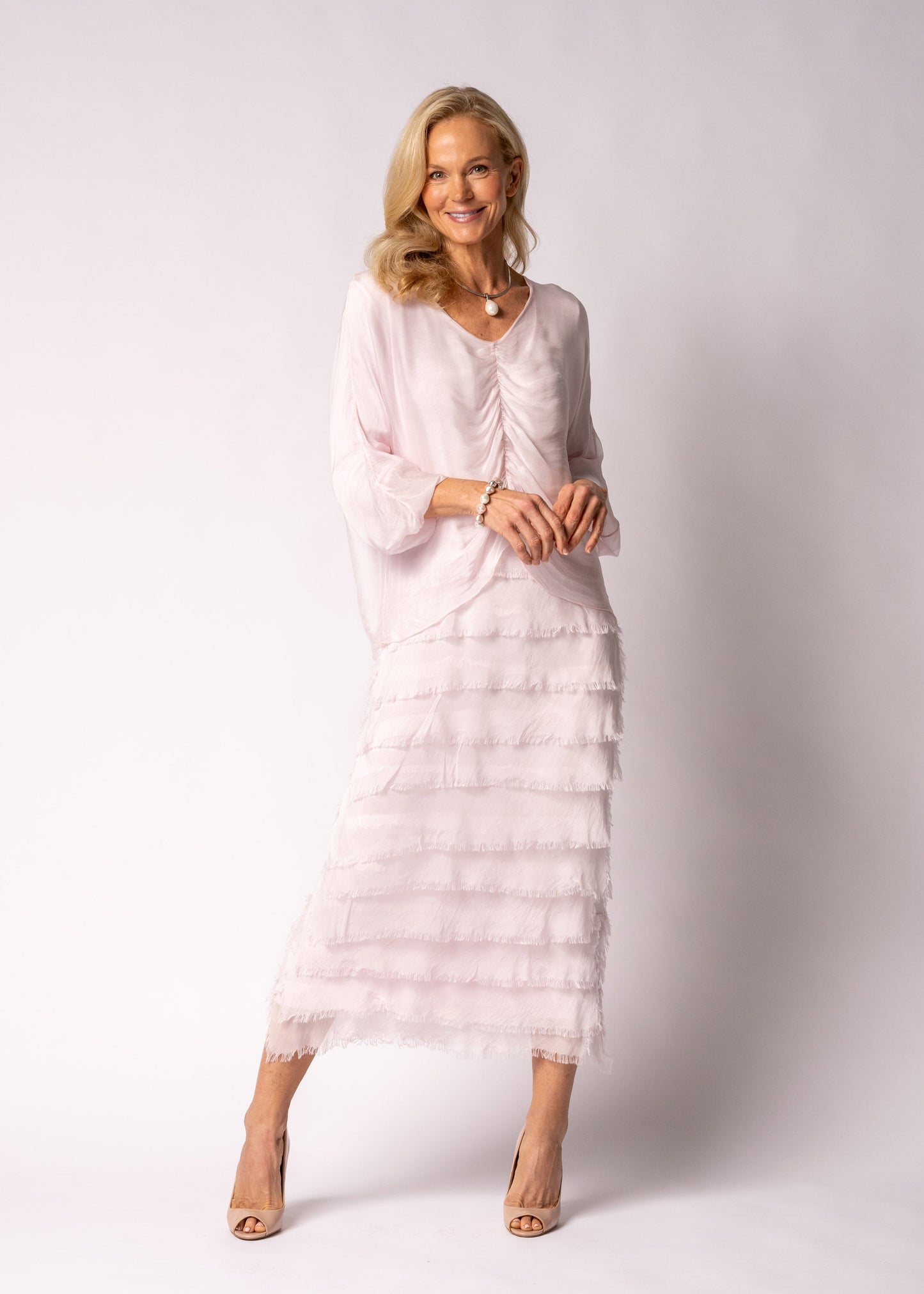 Odette Silk Dress in Modena Pink