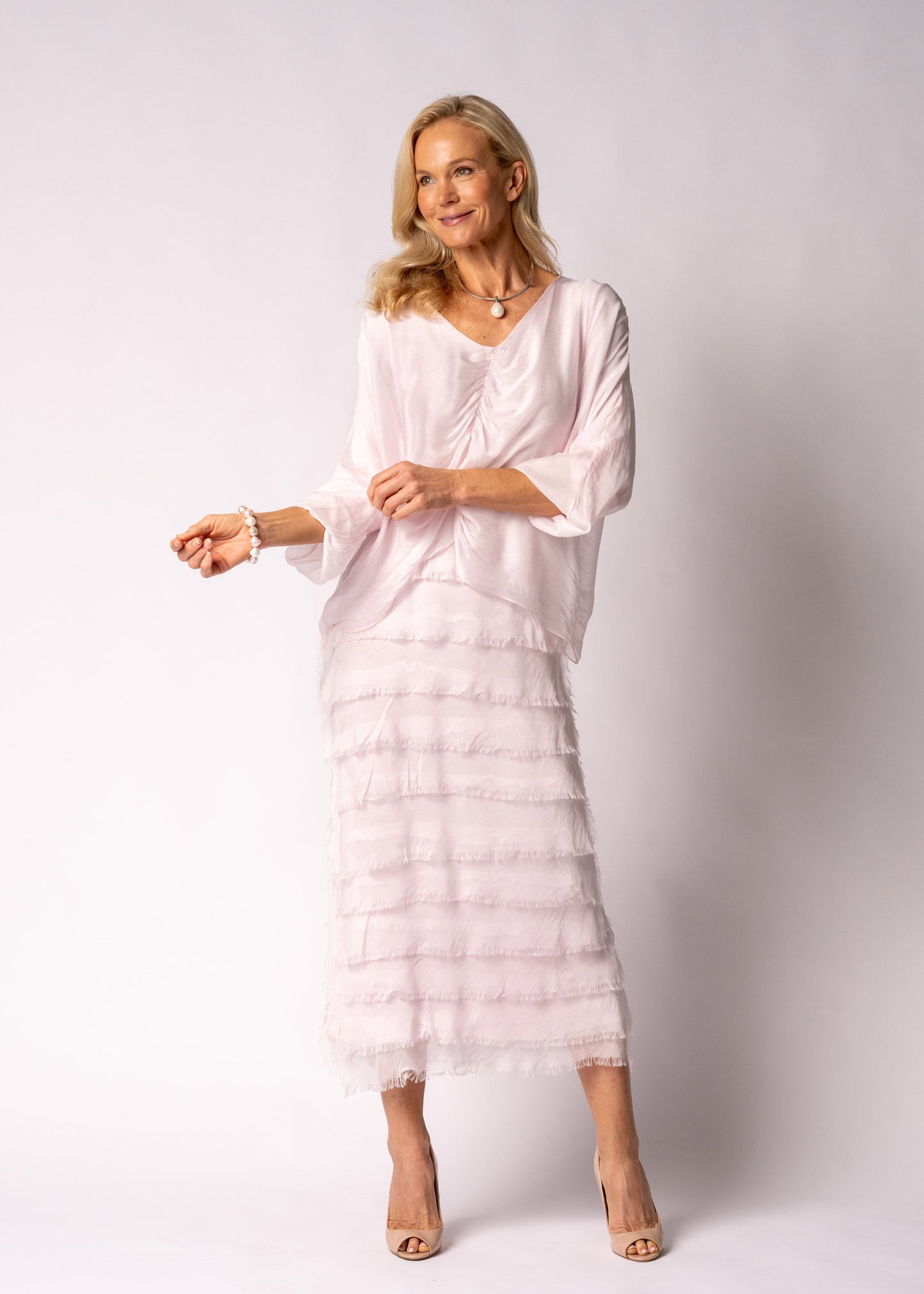 Odette Silk Dress in Modena Pink