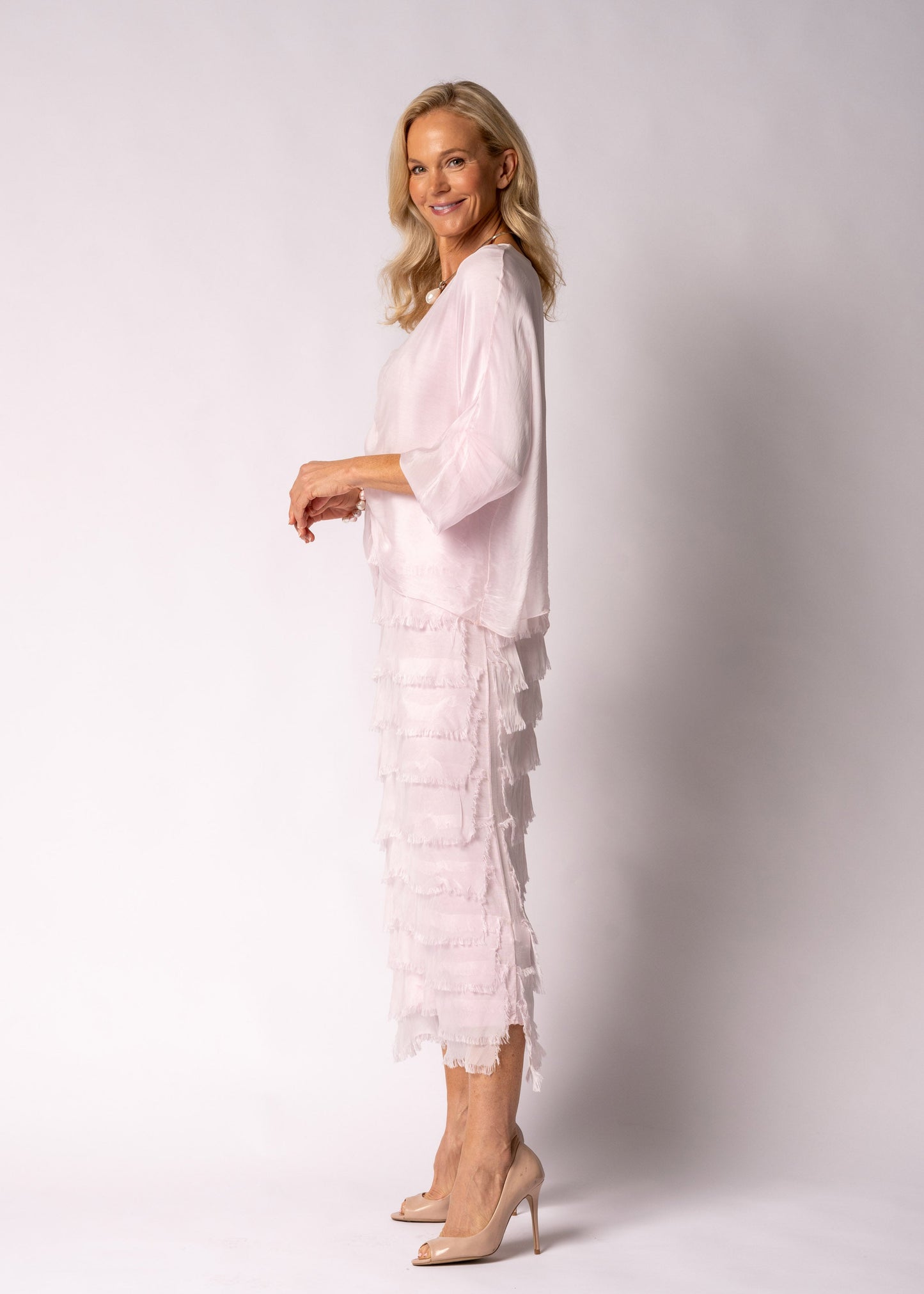 Odette Silk Dress in Modena Pink