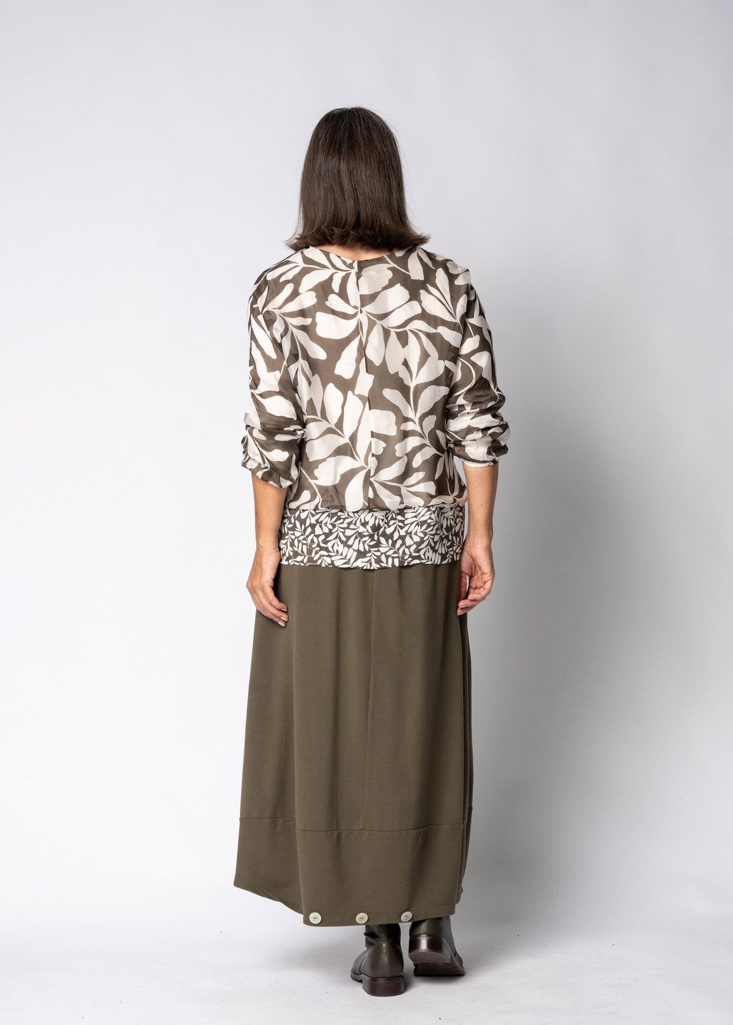 Floria Silk Top in Moss Green