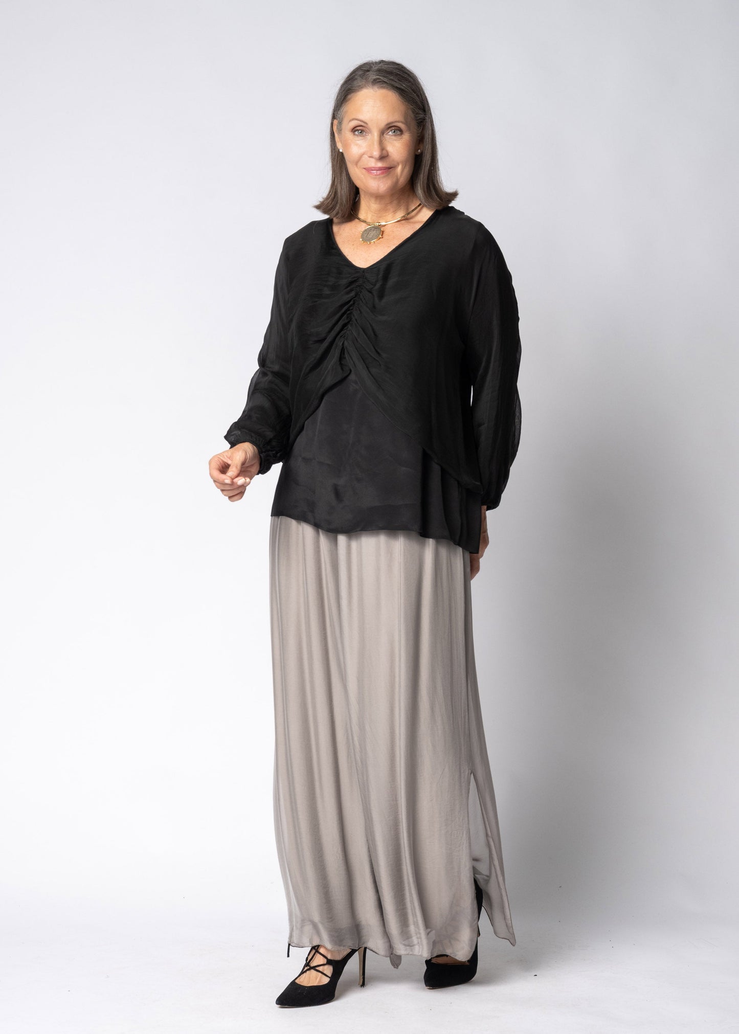 Anara Silk Top in Onyx