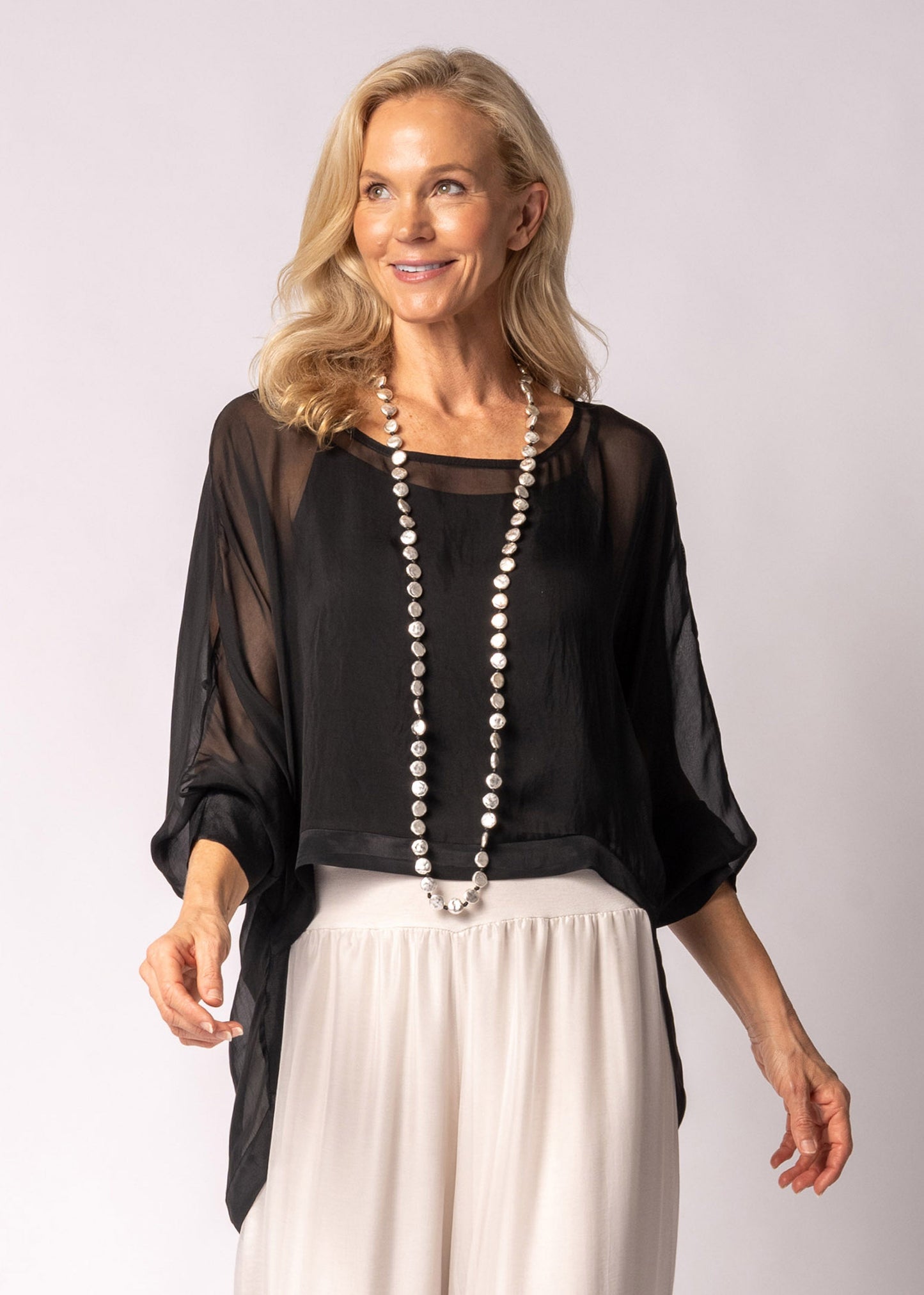 Maribella Silk Top in Onyx