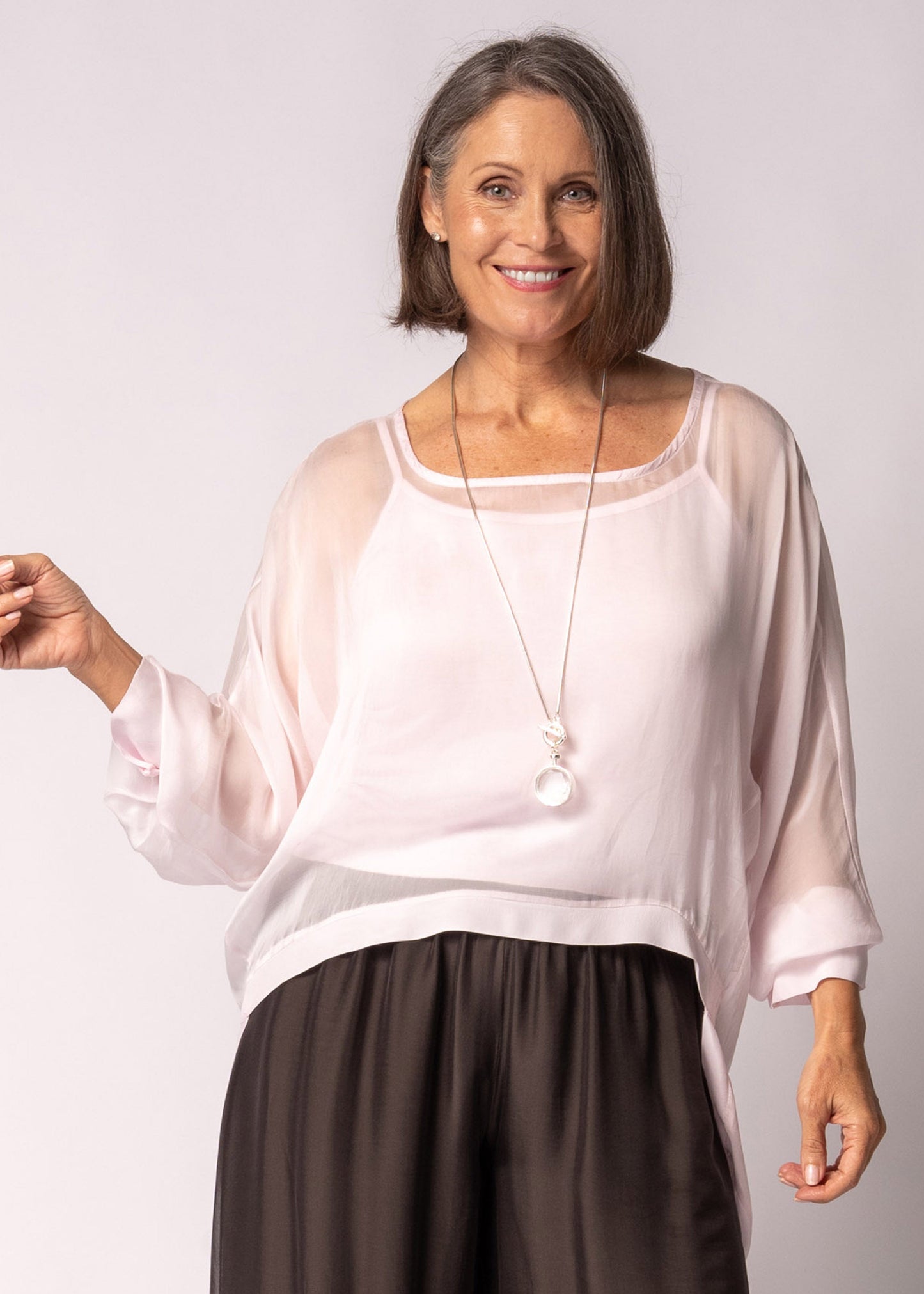 Maribella Silk Top in Modena Pink