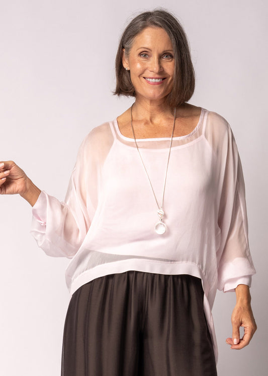 Maribella Silk Top in Modena Pink