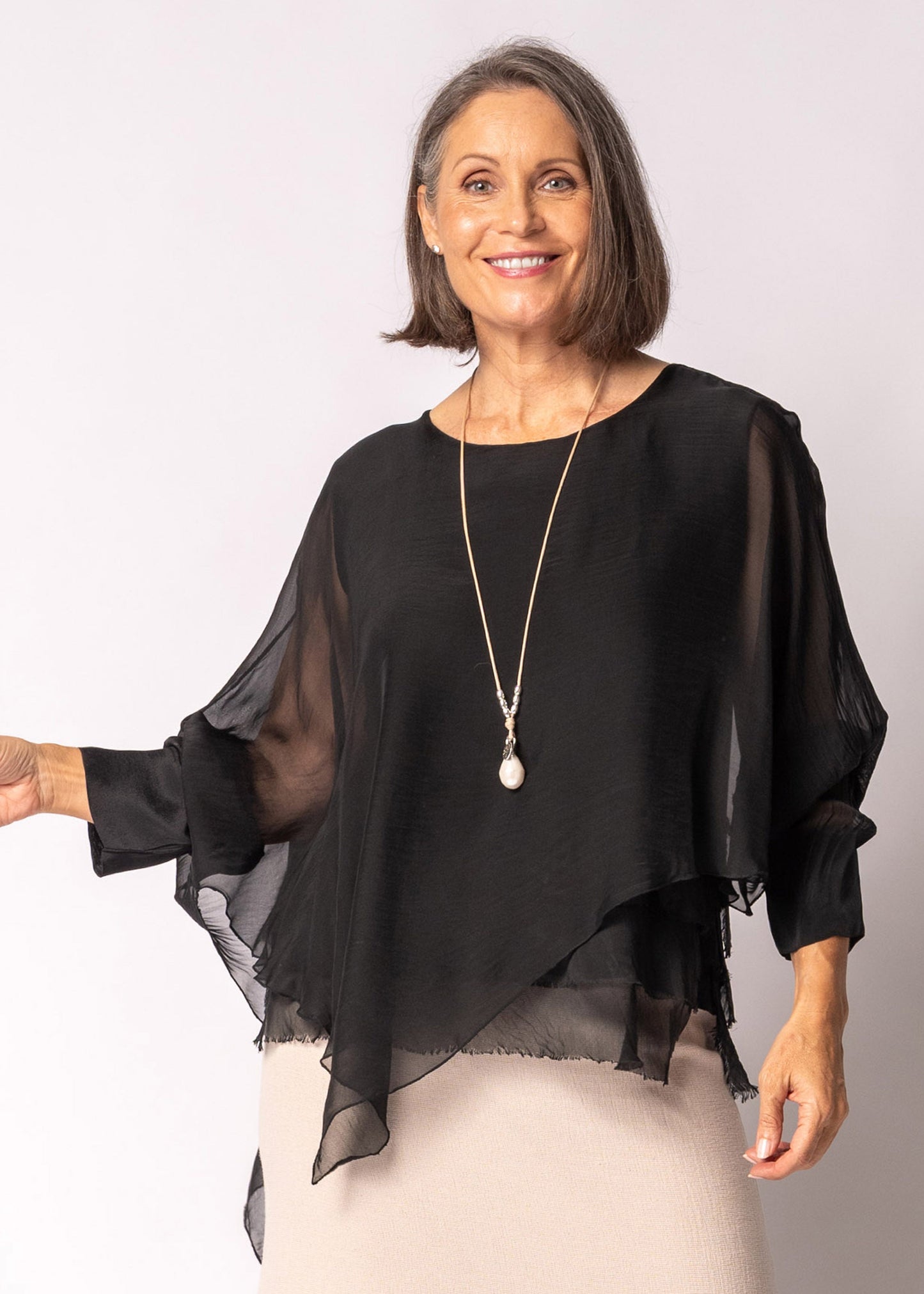 Keliana Silk Top in Onyx
