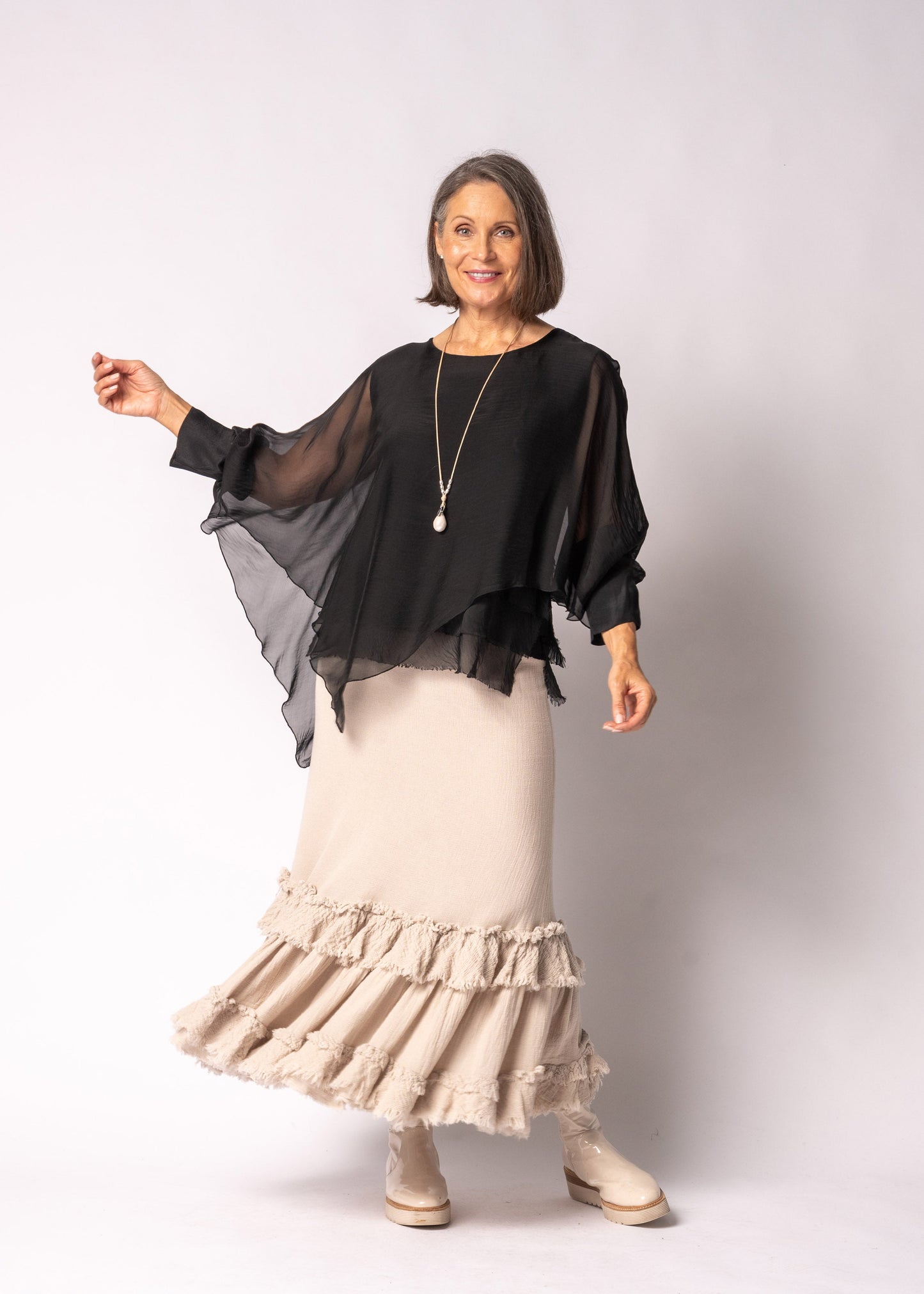 Keliana Silk Top in Onyx