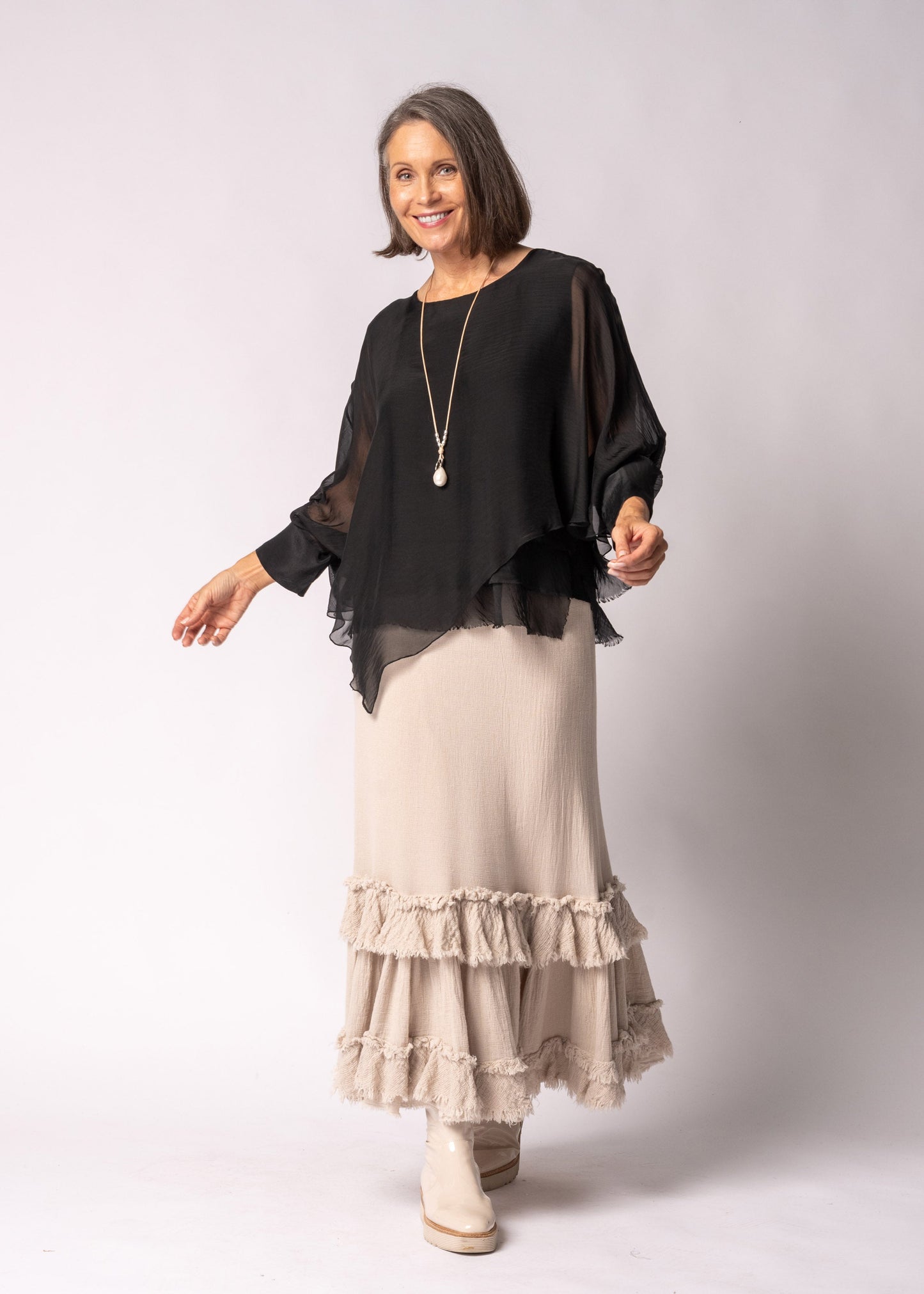 Keliana Silk Top in Onyx