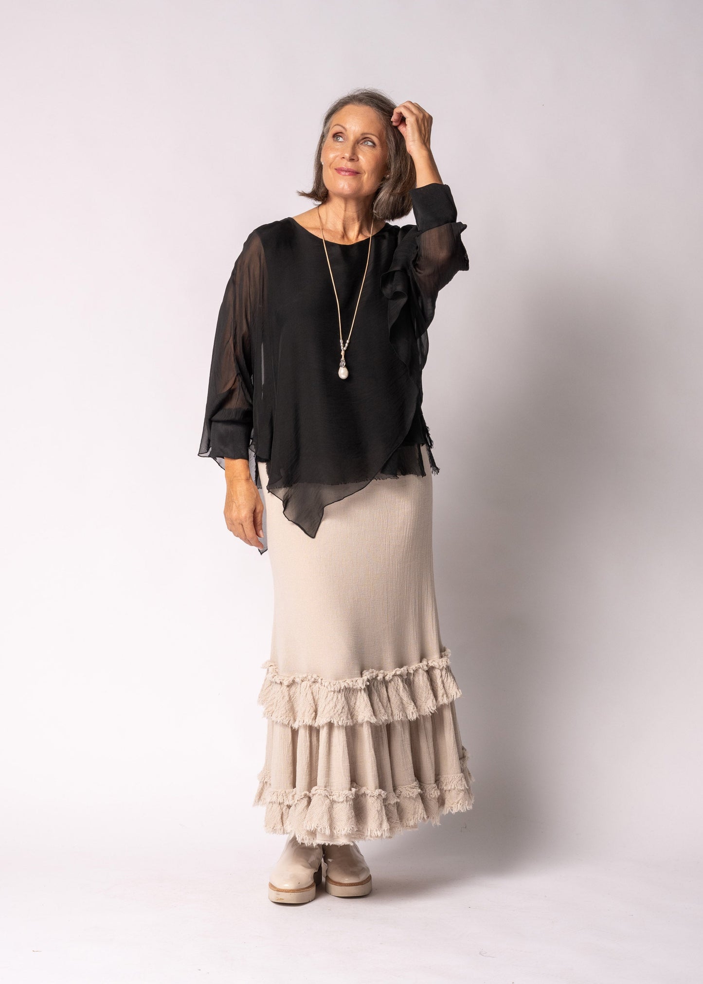 Keliana Silk Top in Onyx