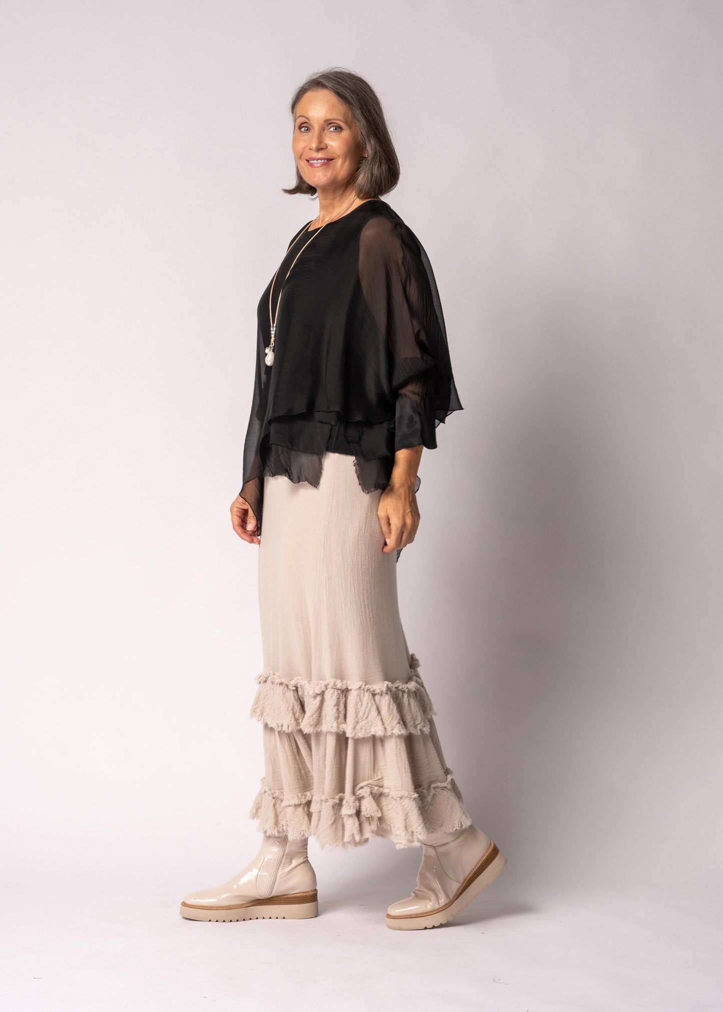 Keliana Silk Top in Onyx
