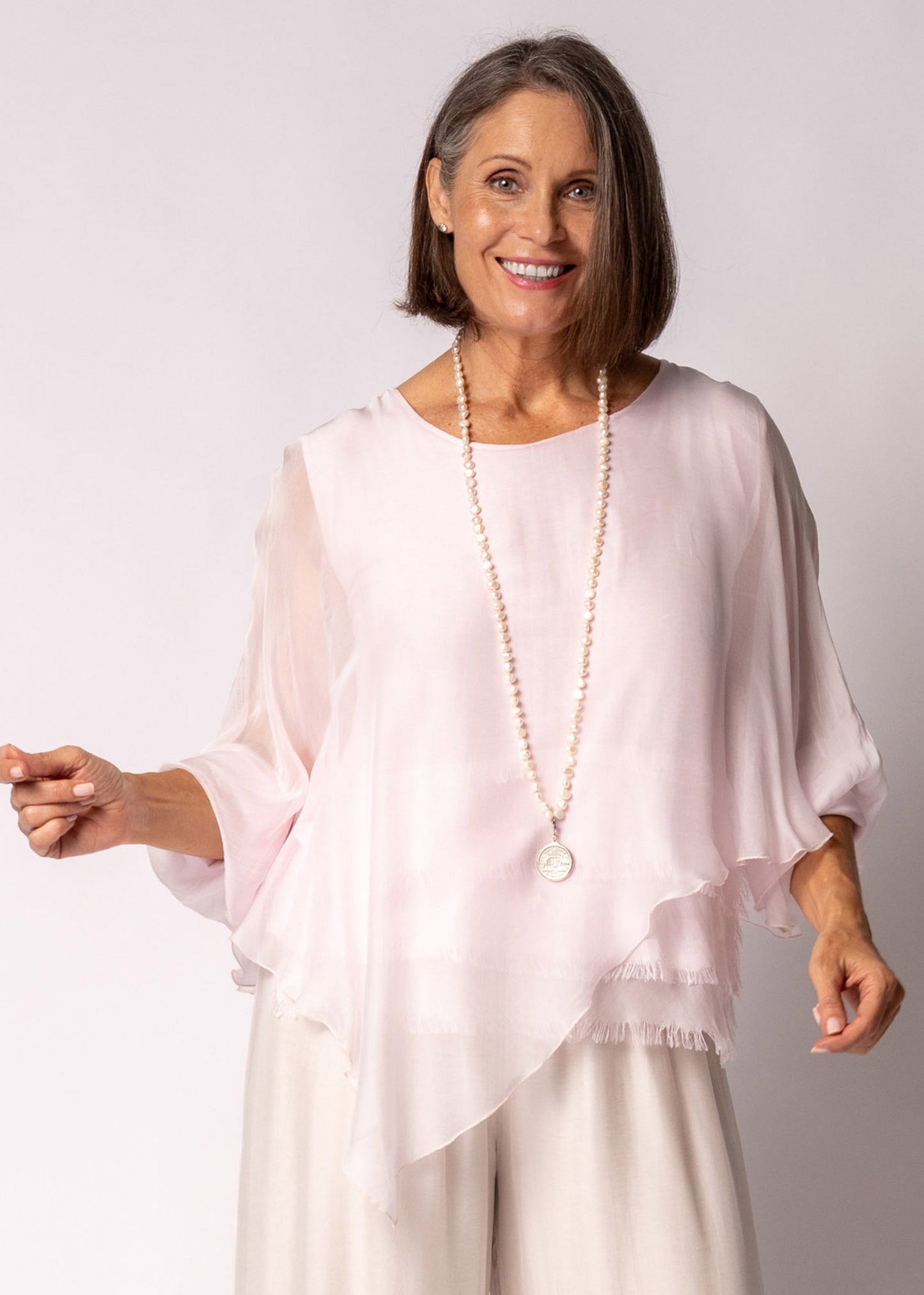 Keliana Silk Top in Modena Pink