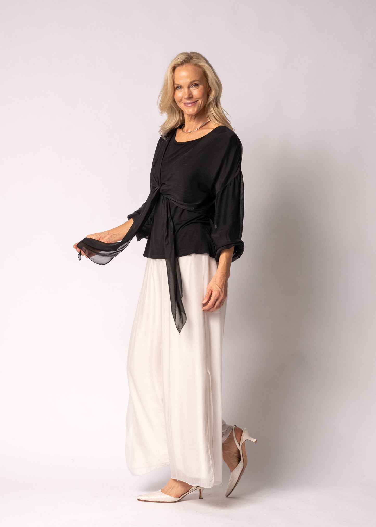 Elaya Silk Top in Onyx