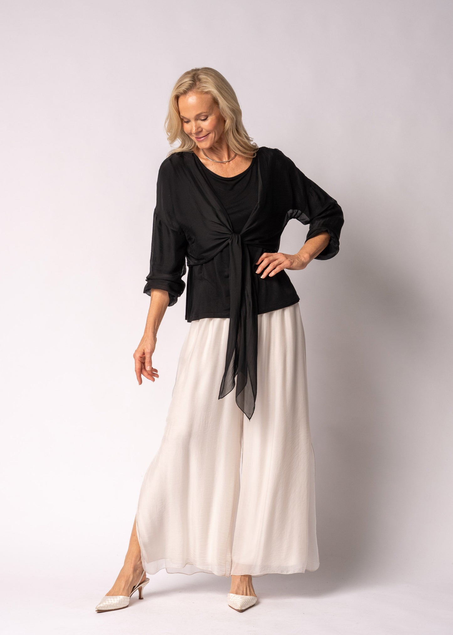 Elaya Silk Top in Onyx