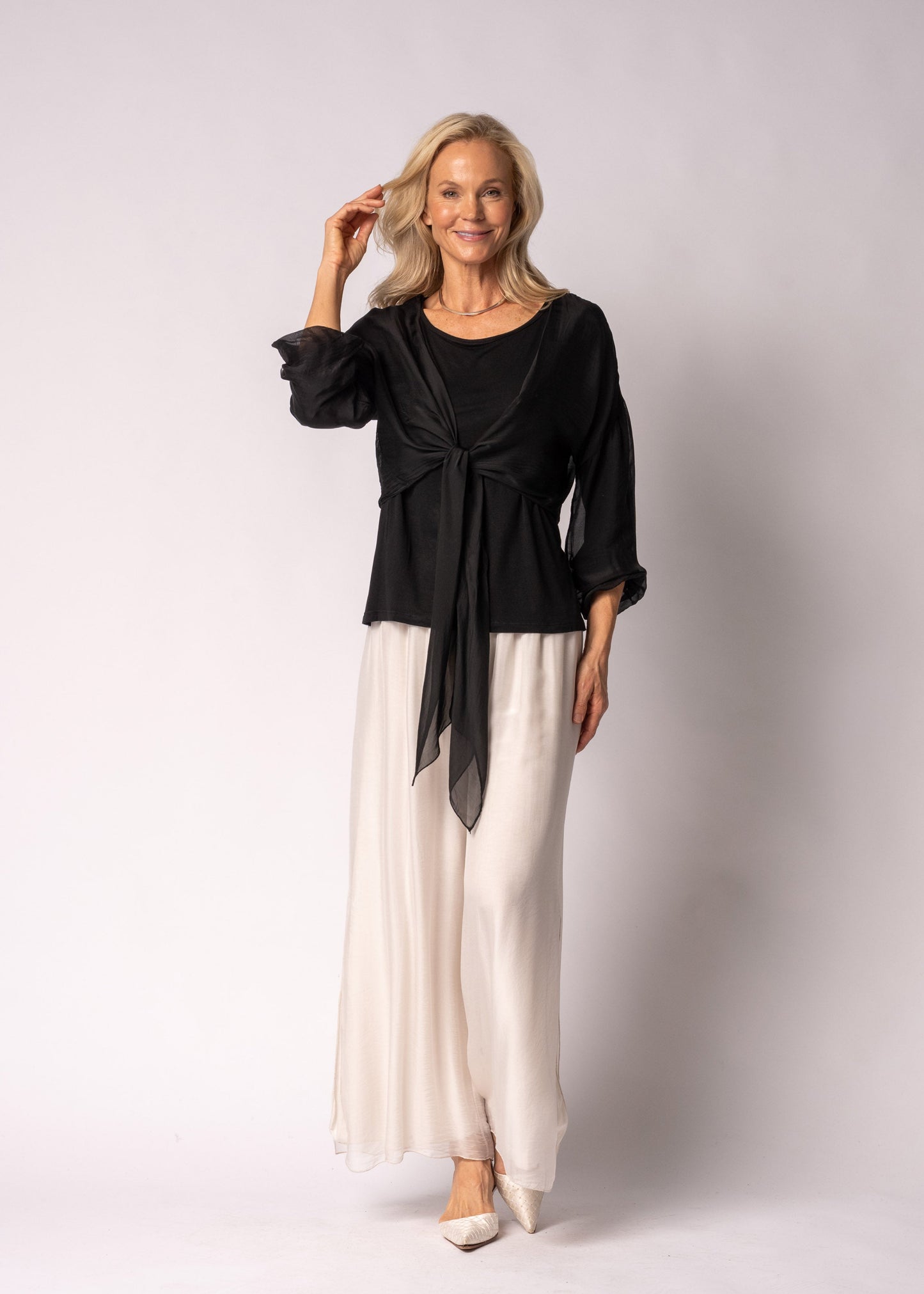 Elaya Silk Top in Onyx
