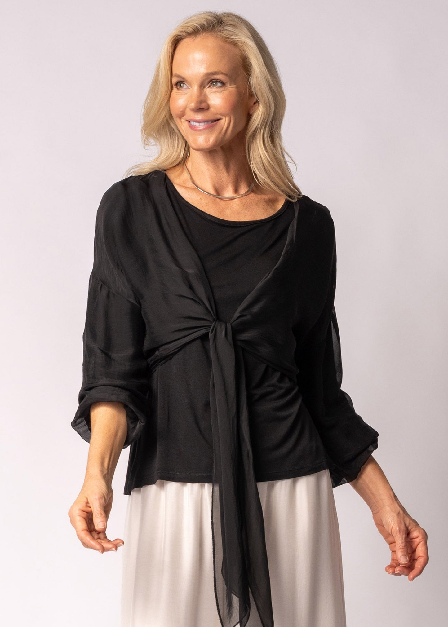 Elaya Silk Top in Onyx
