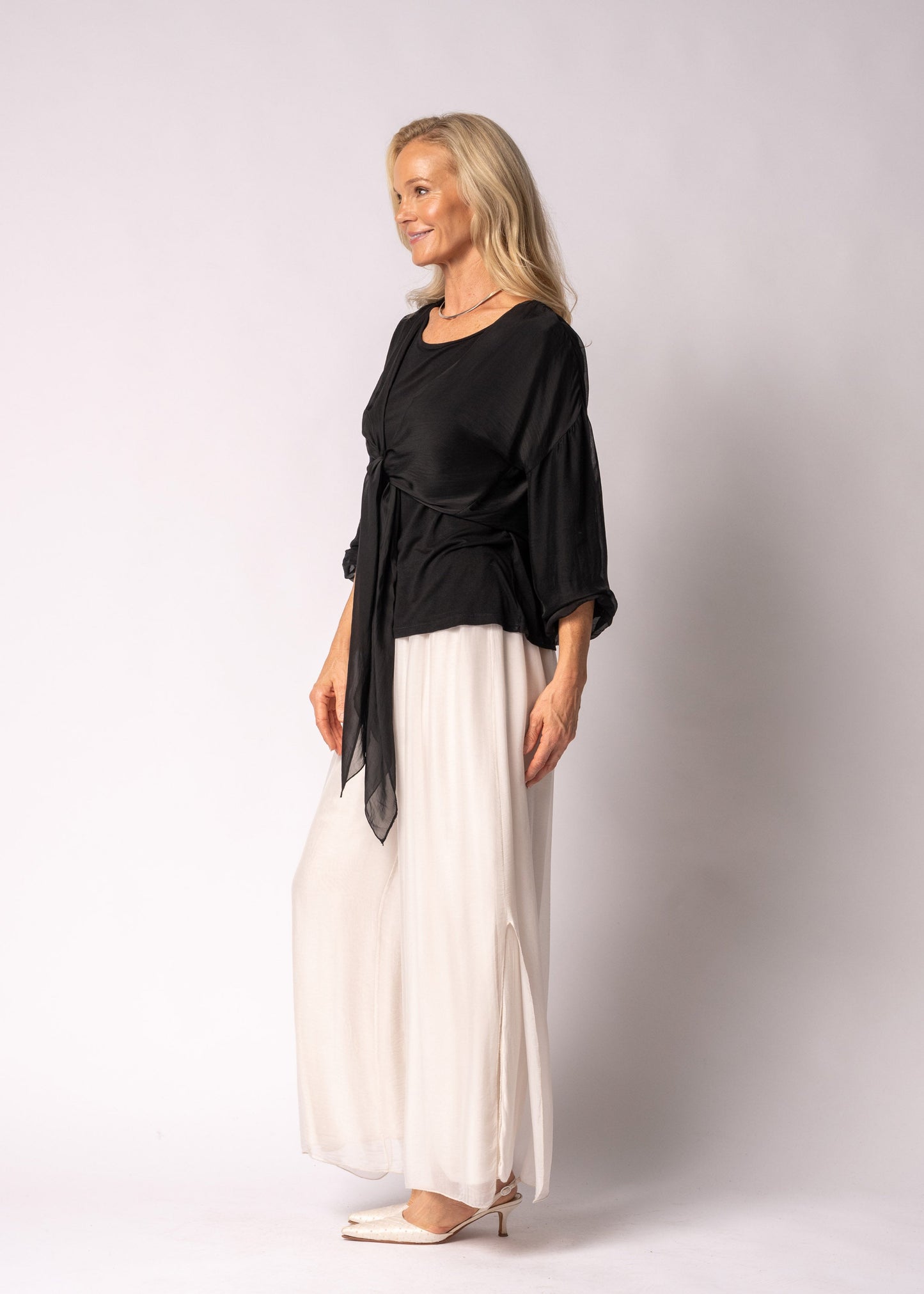 Elaya Silk Top in Onyx