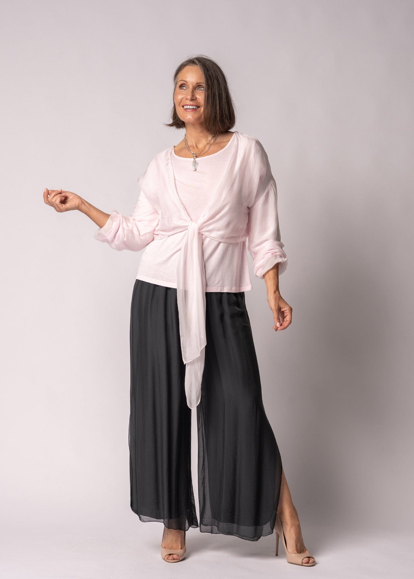 Elaya Silk Top in Modena Pink