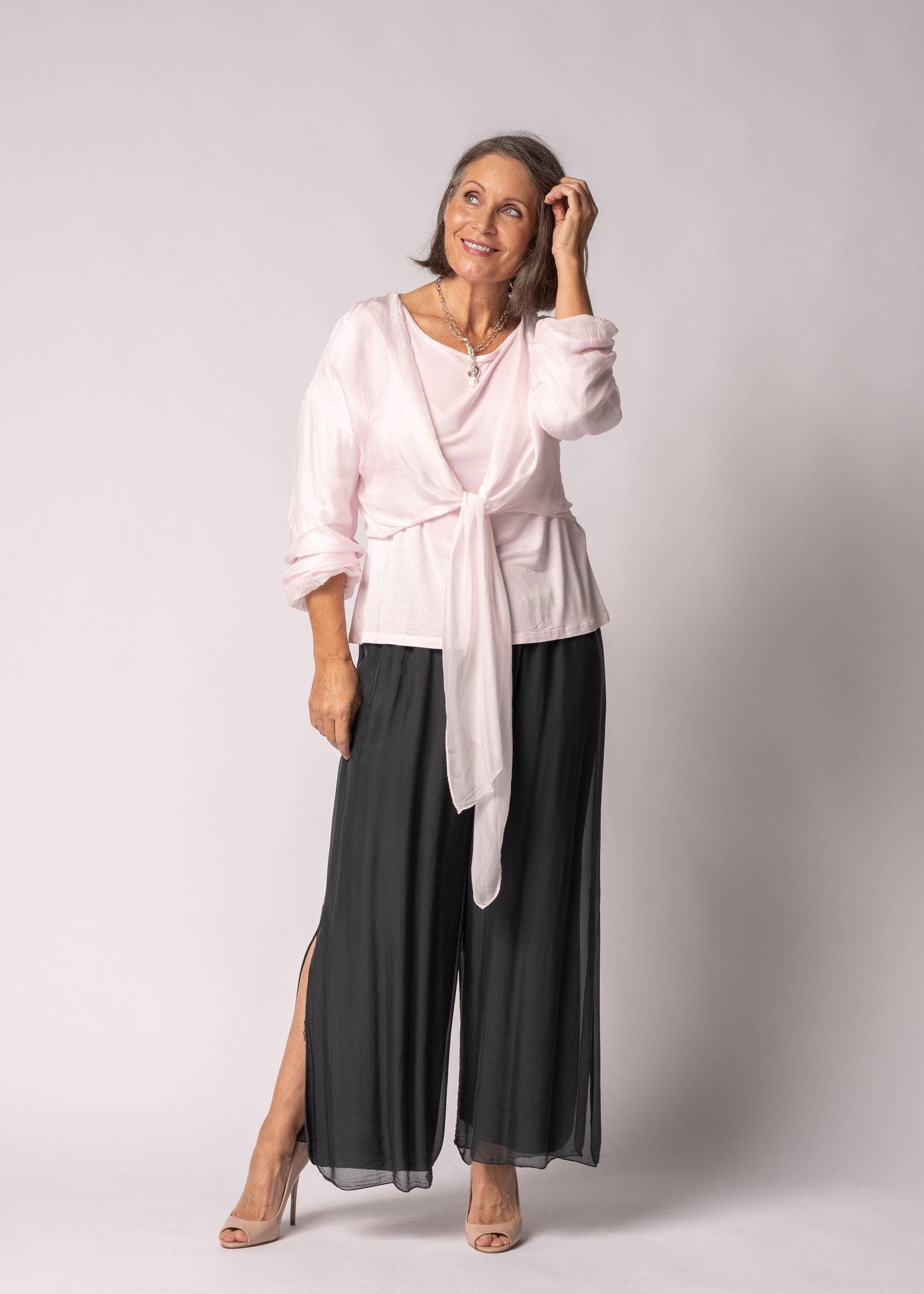 Elaya Silk Top in Modena Pink