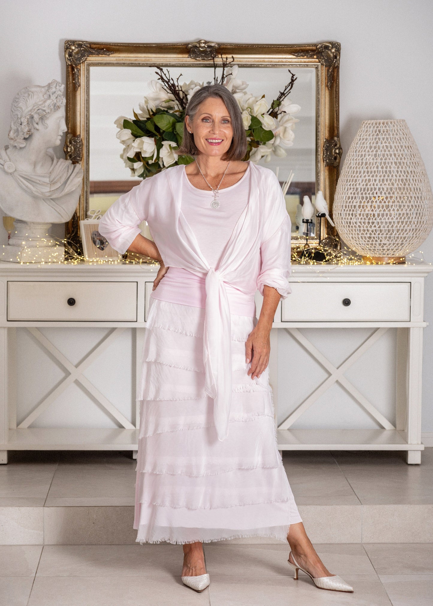 Elaya Silk Top in Modena Pink