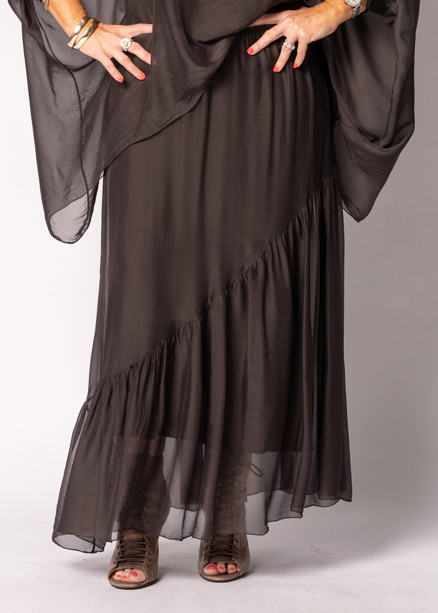 Adelise Silk Skirt in Chocolate Truffle