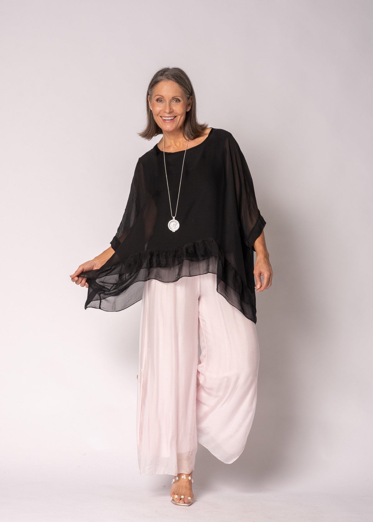 Amelina Silk Top in Onyx