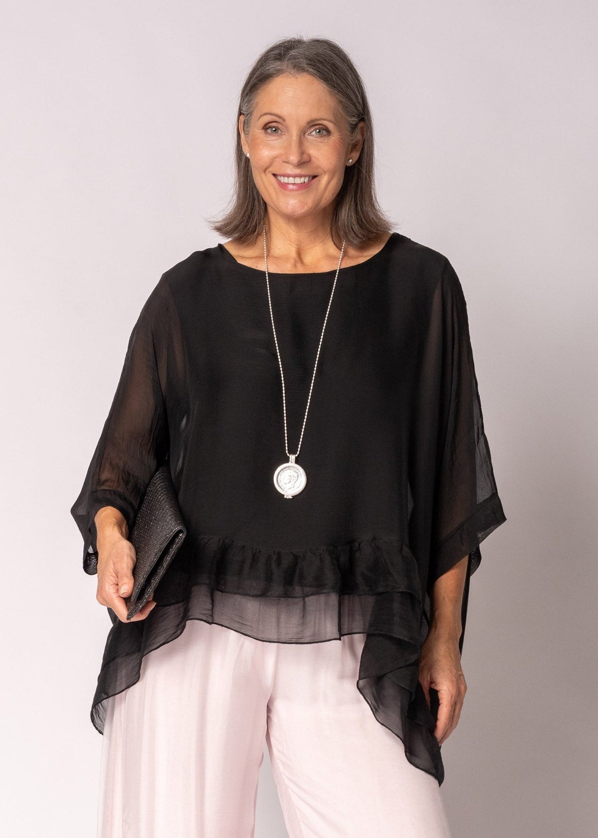 Amelina Silk Top in Onyx