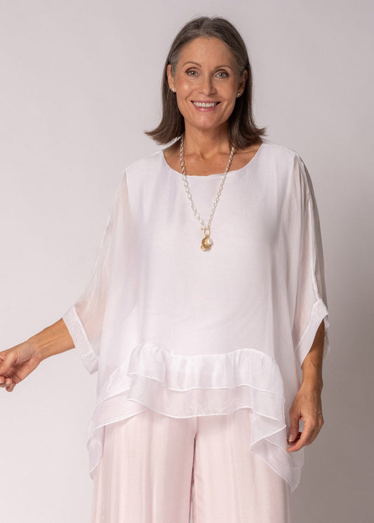Amelina Silk Top in White