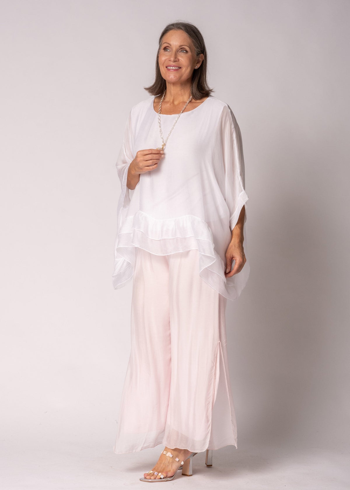 Amelina Silk Top in White