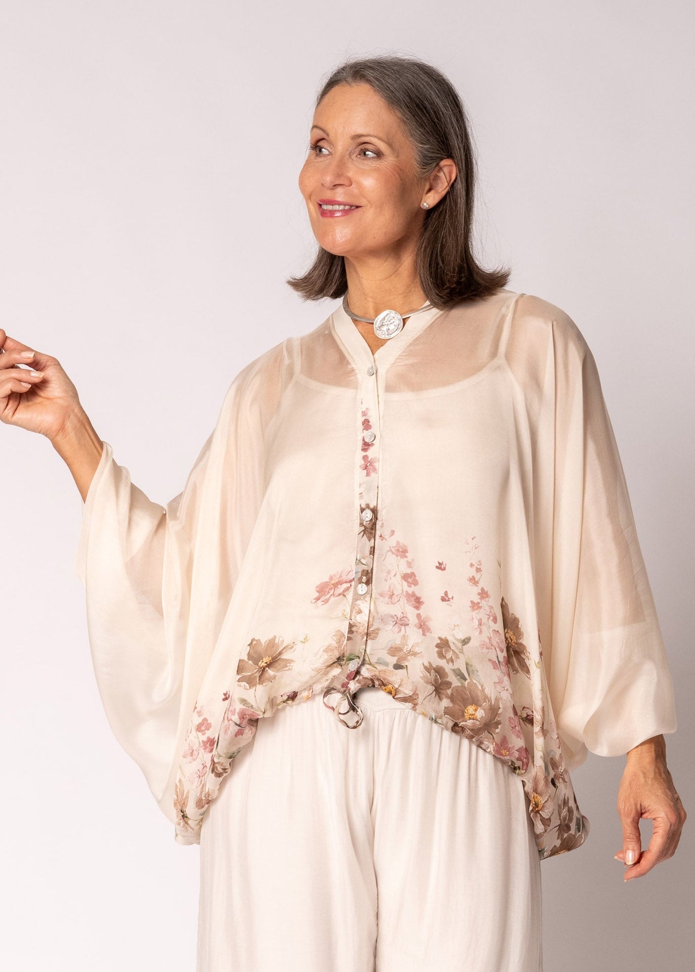 Arlet Silk Top in Latte