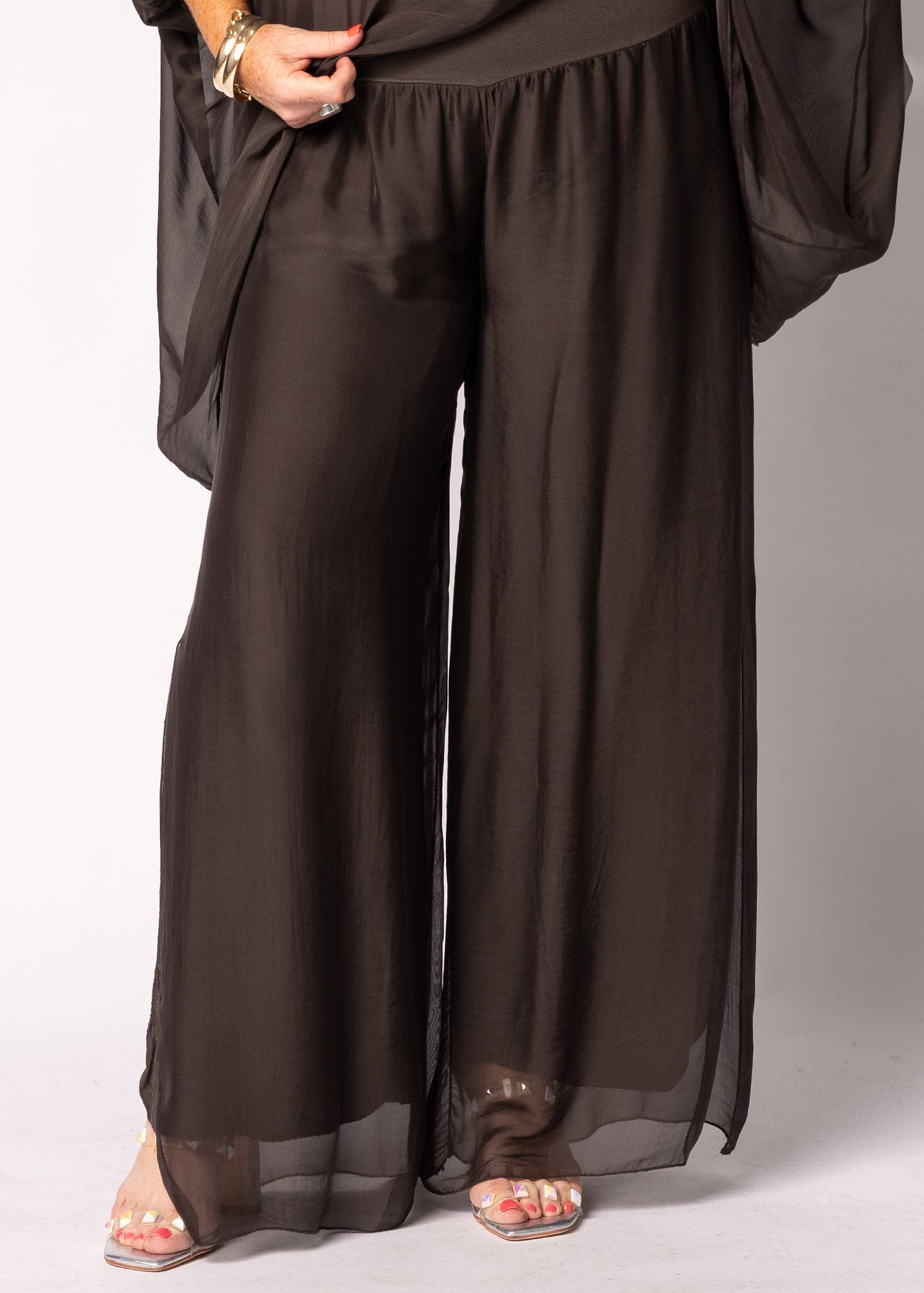 Gia Silk Pants in Chocolate Truffle