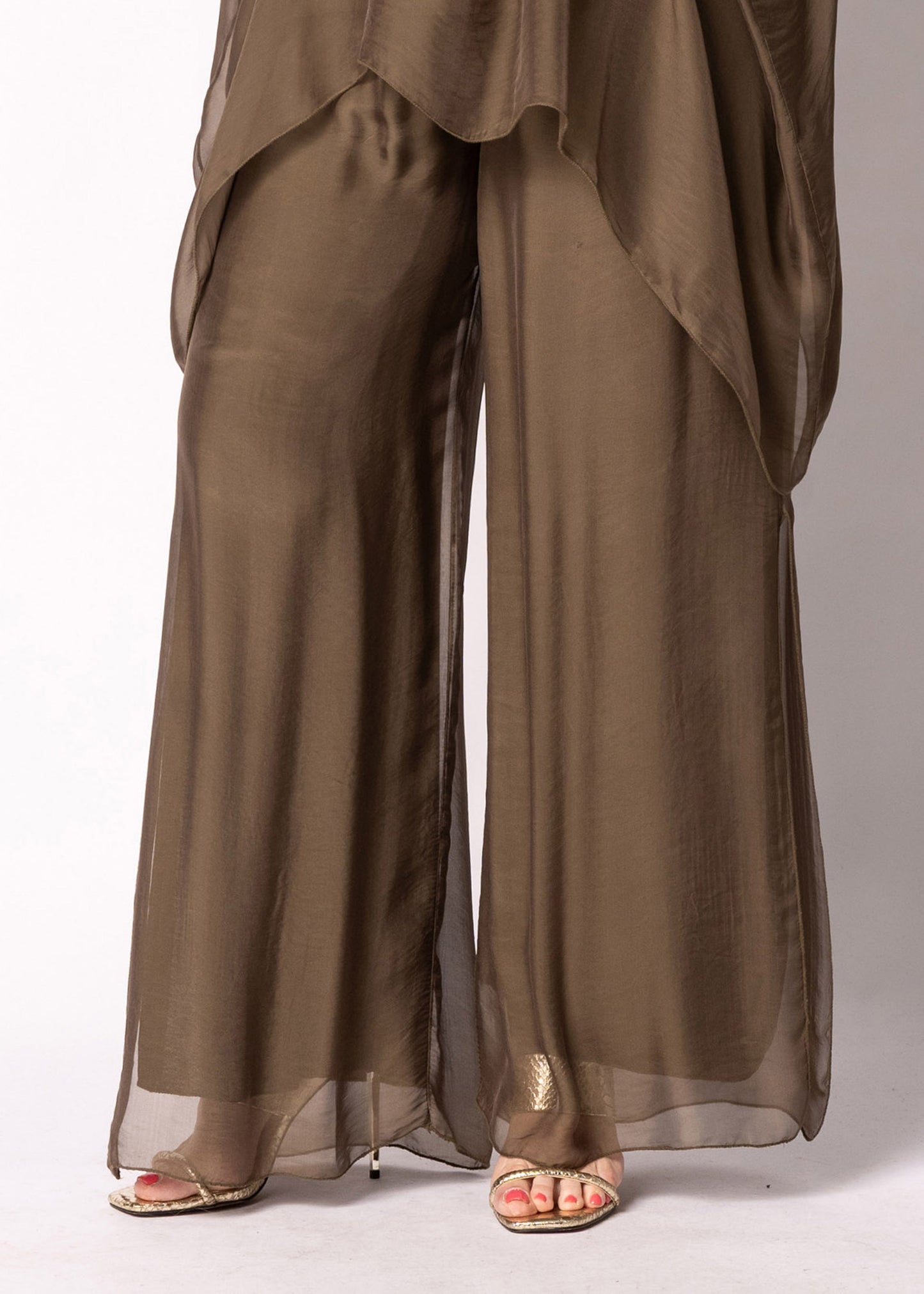 Gia Silk Pants in Moss Green