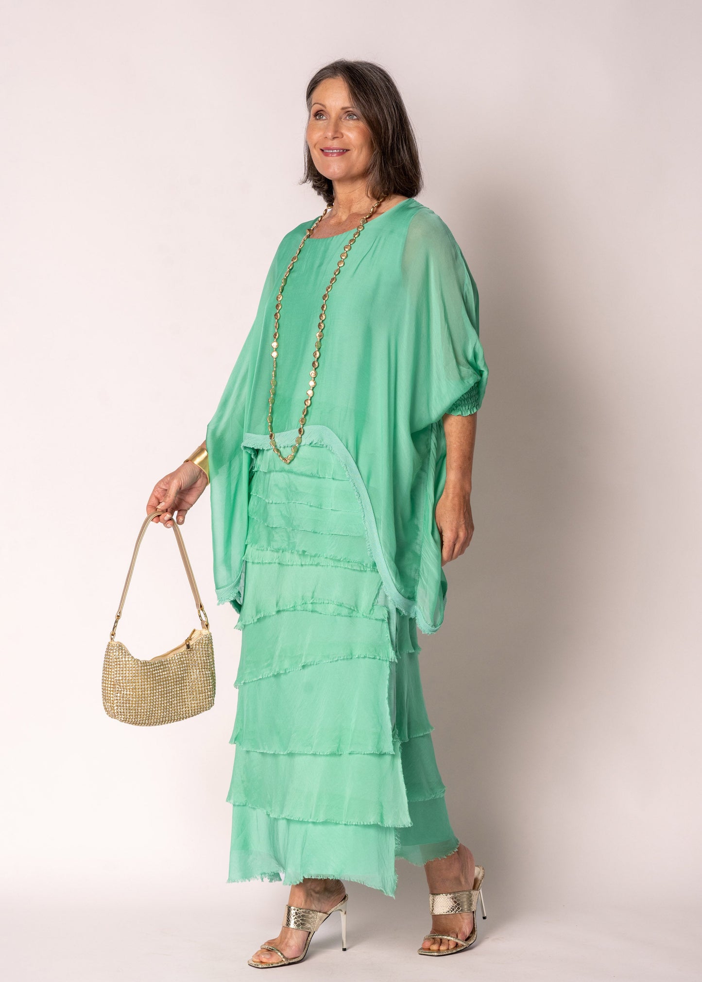 Amulet Silk Top in Capri Green
