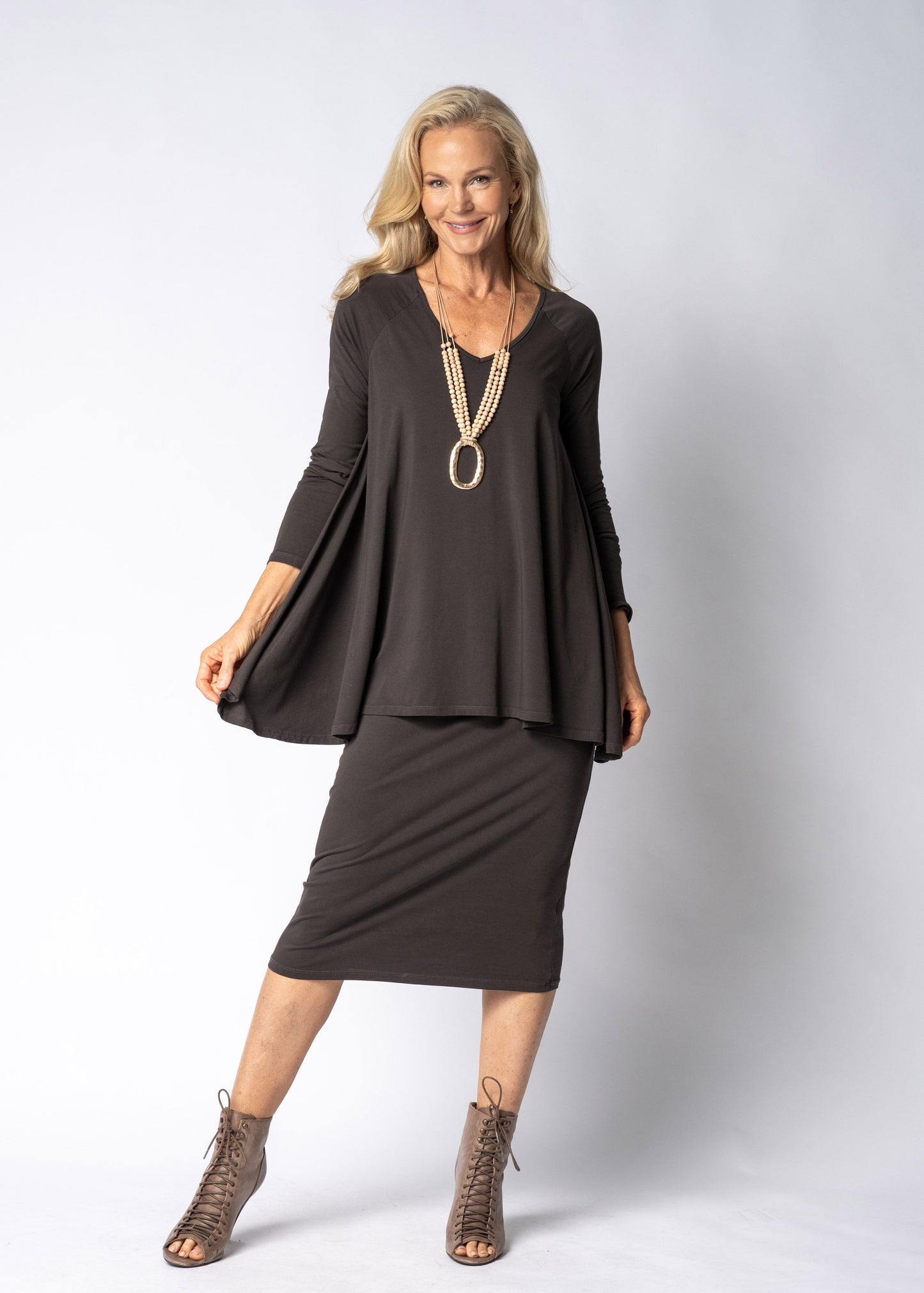 Emerie Dress in Chocolate Truffle