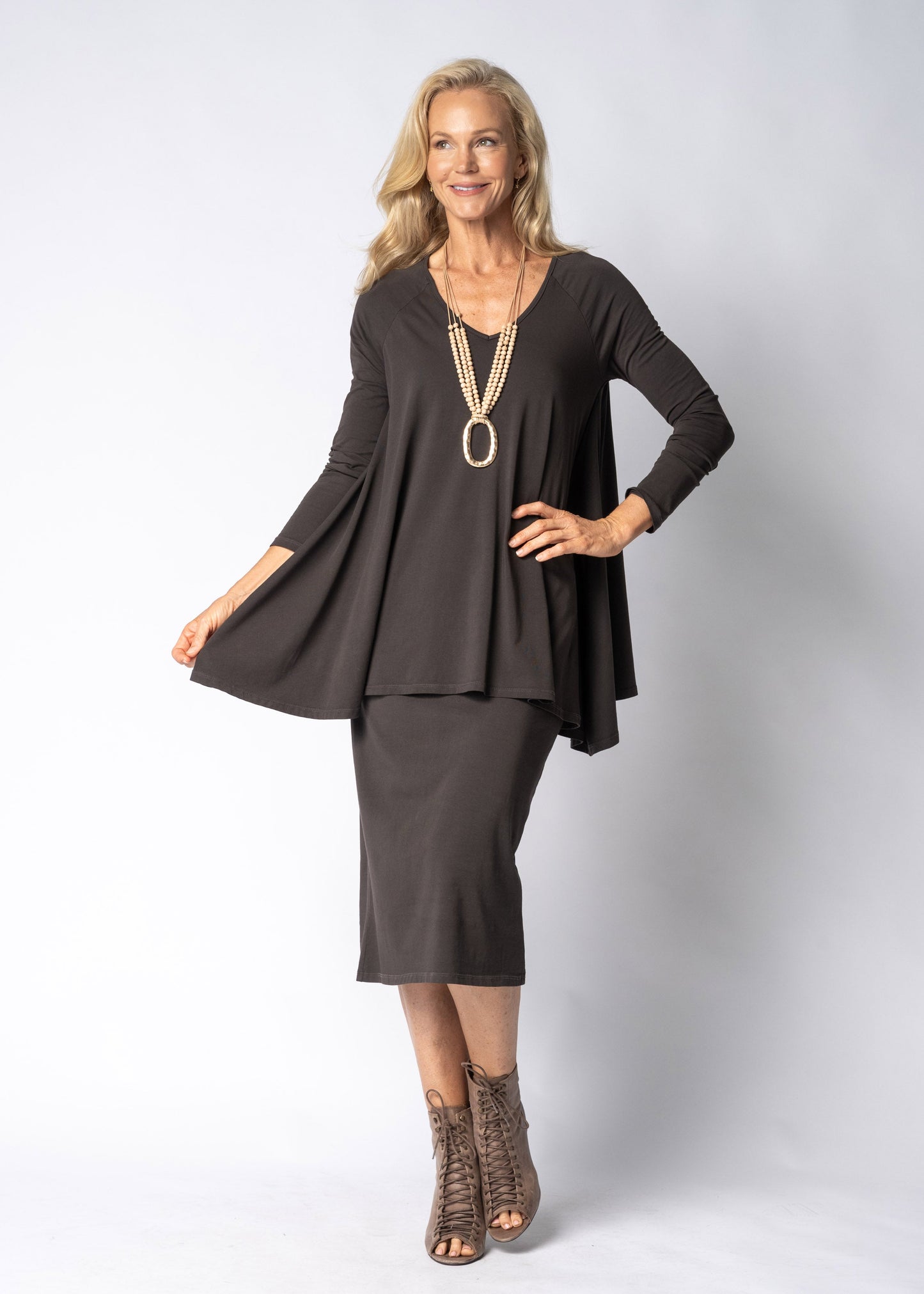 Emerie Dress in Chocolate Truffle