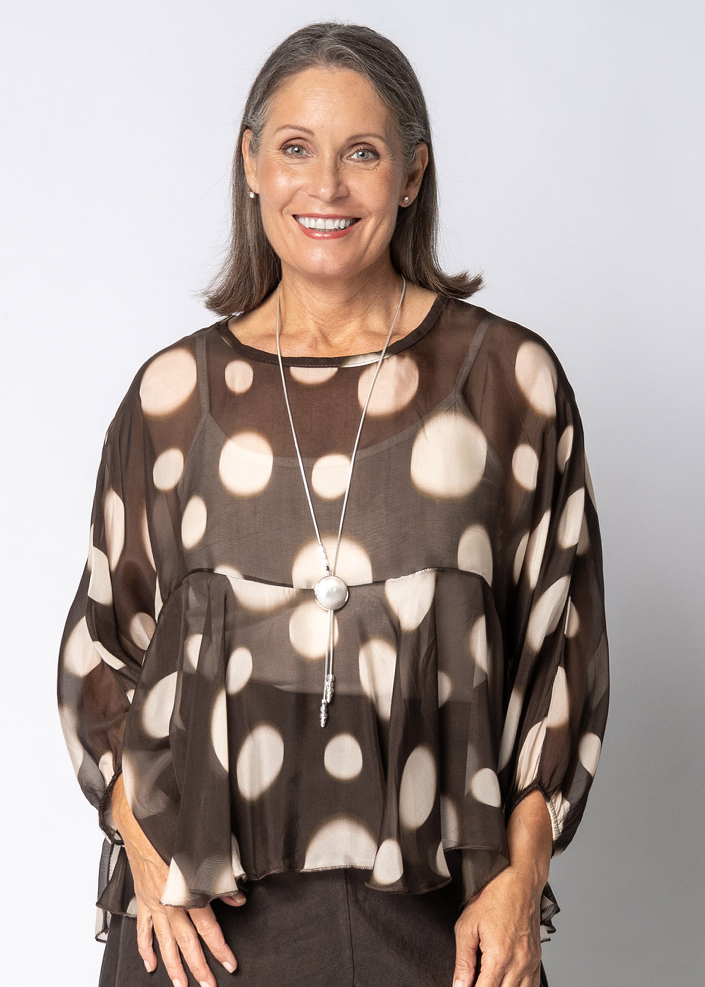 Fenna Silk Top in Chocolate Truffle