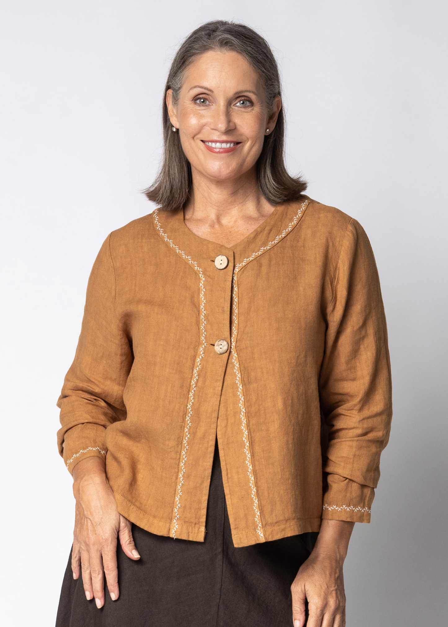 Teresa Linen Jacket in Sahara Sand
