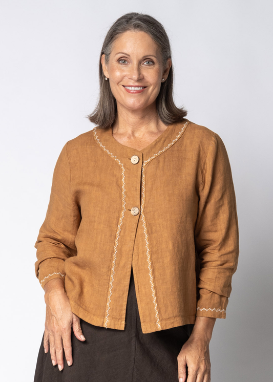 Teresa Linen Jacket in Sahara Sand