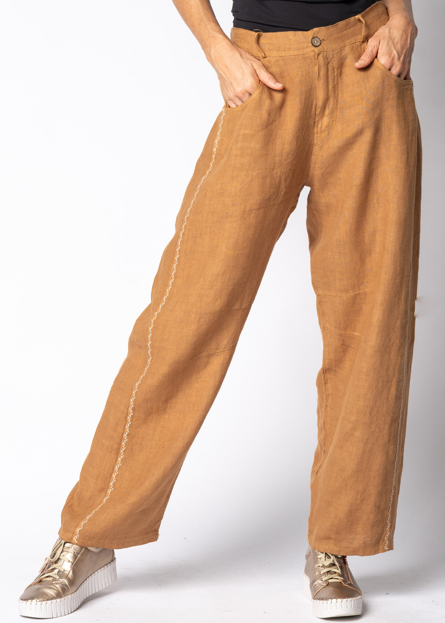 Wendy Linen Pants in Sahara Sand