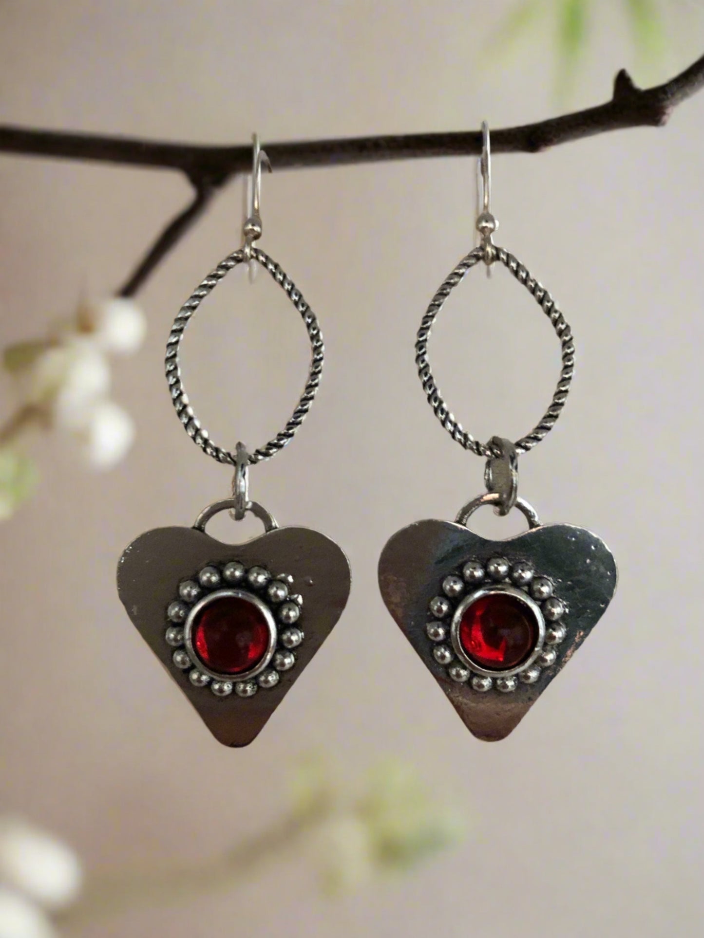 Heart Earrings with Red Accent - Cheeky Goddess