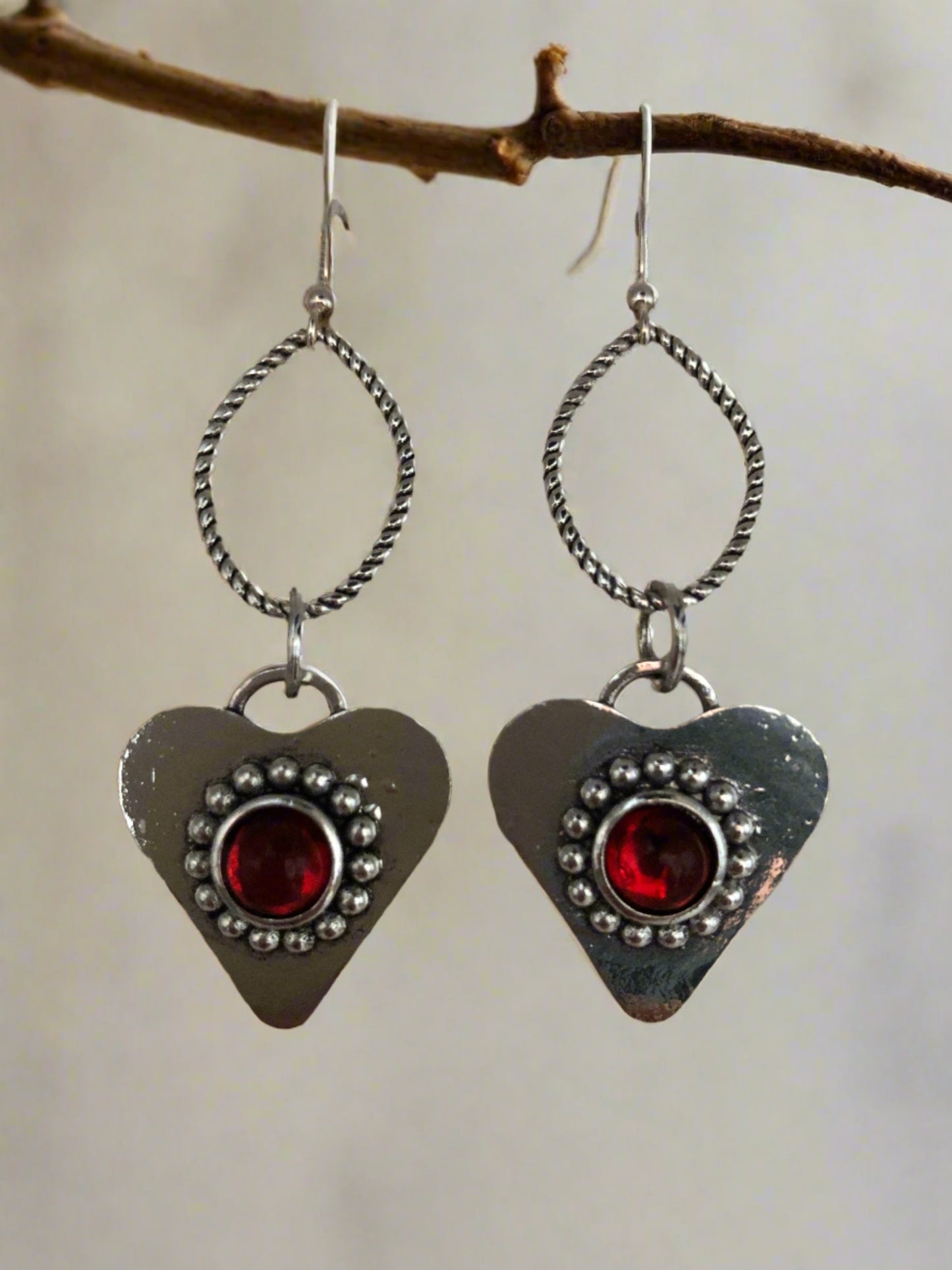 Heart Earrings with Red Accent - Cheeky Goddess