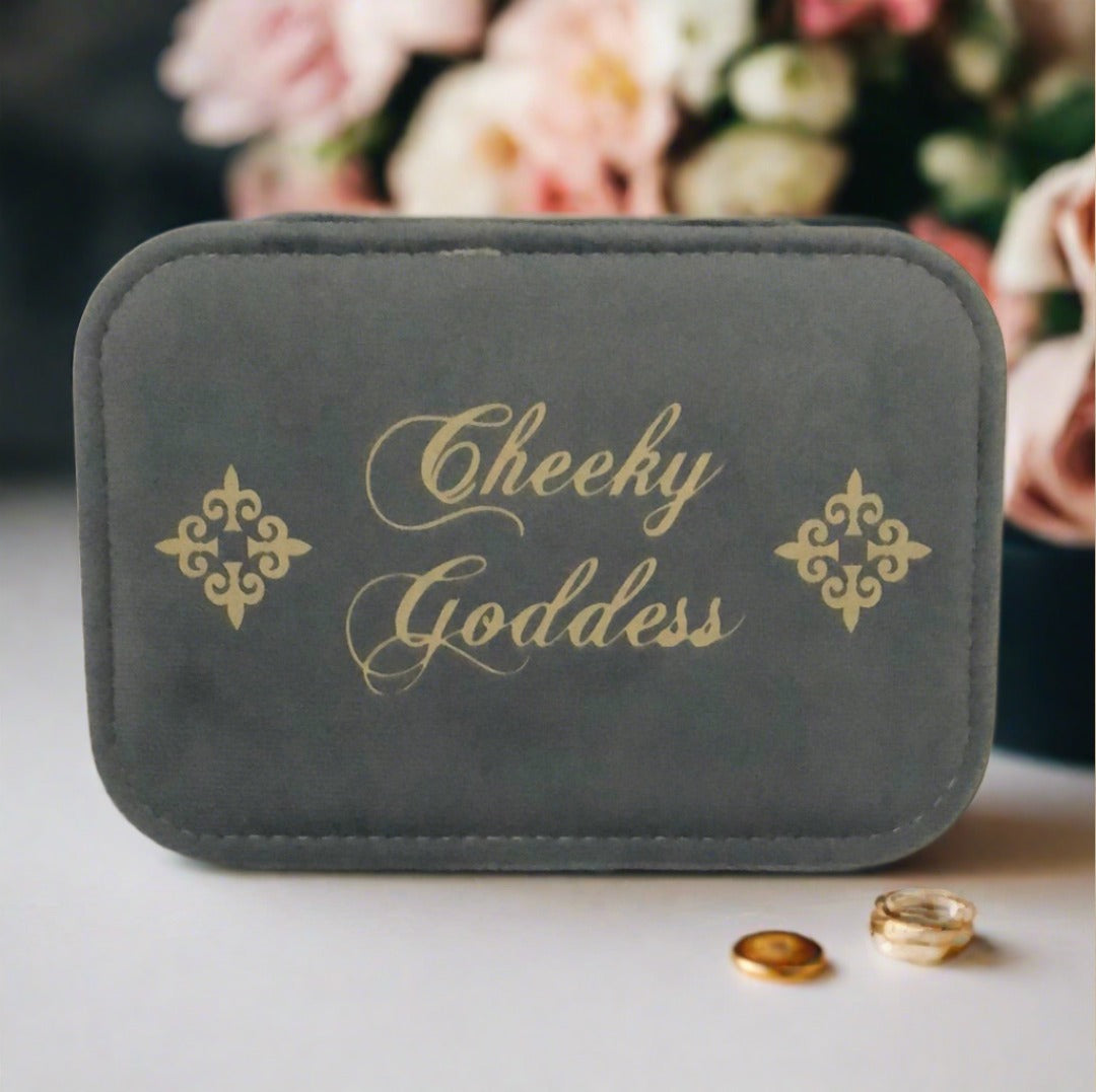 Custom Name Velvet Jewellery Box - Light Blue - Personalized Gifts for Her - For Dresser or Travel - Cheeky Goddess