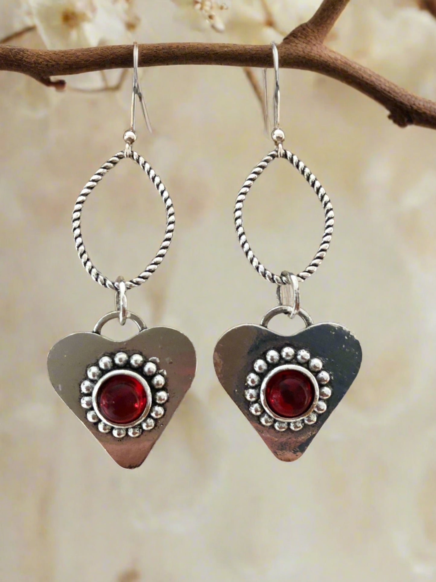 Heart Earrings with Red Accent - Cheeky Goddess