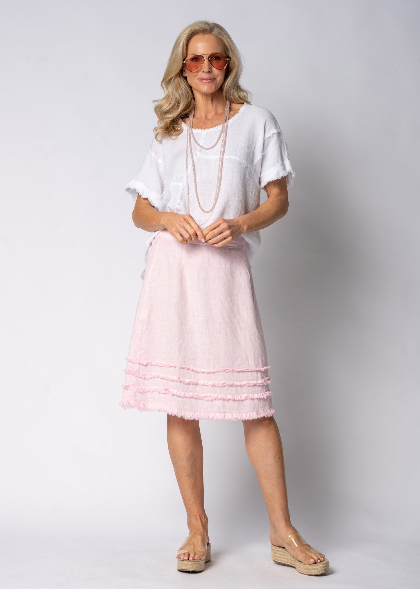 Aven Linen Skirt in Modena Pink