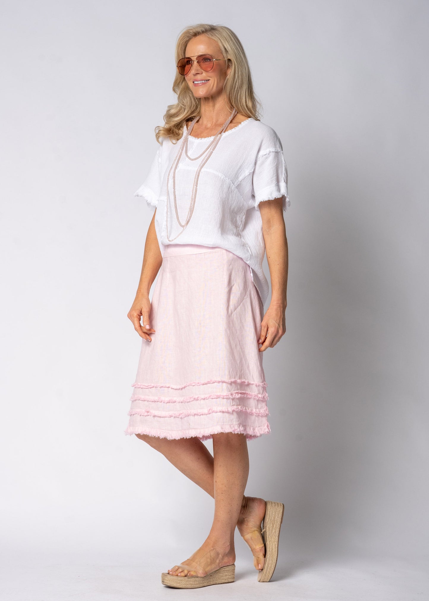 Aven Linen Skirt in Modena Pink
