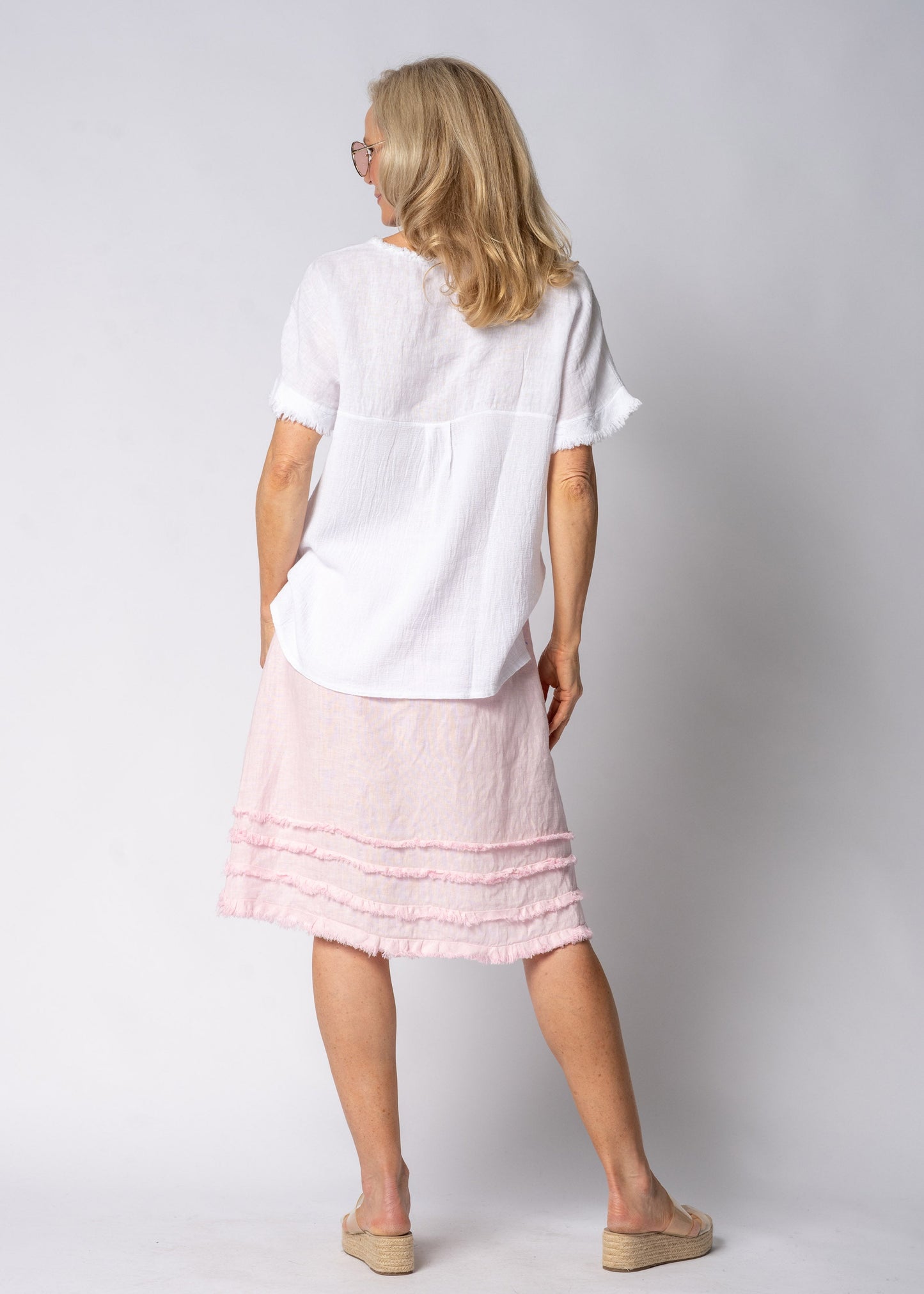 Aven Linen Skirt in Modena Pink
