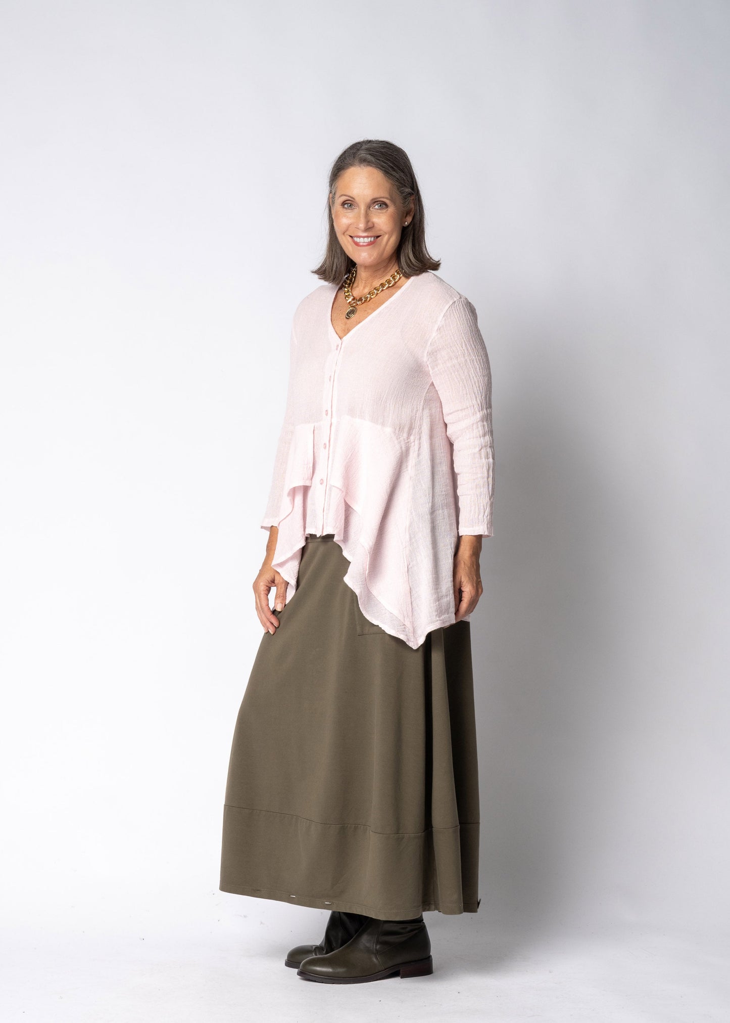 Marenna Linen Top in Modena Pink