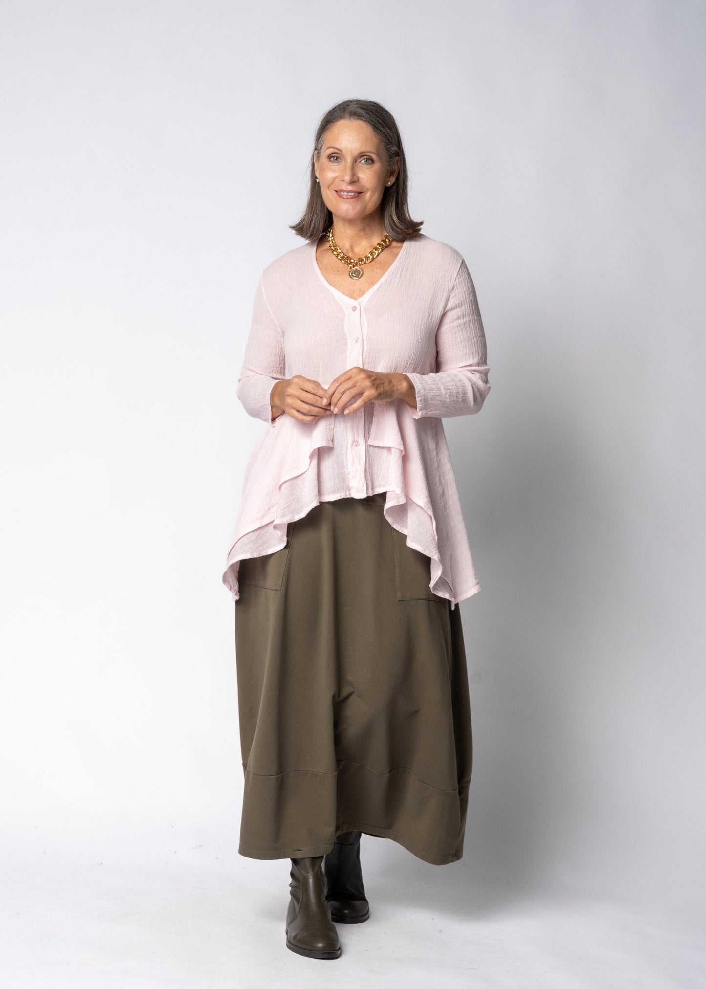Marenna Linen Top in Modena Pink