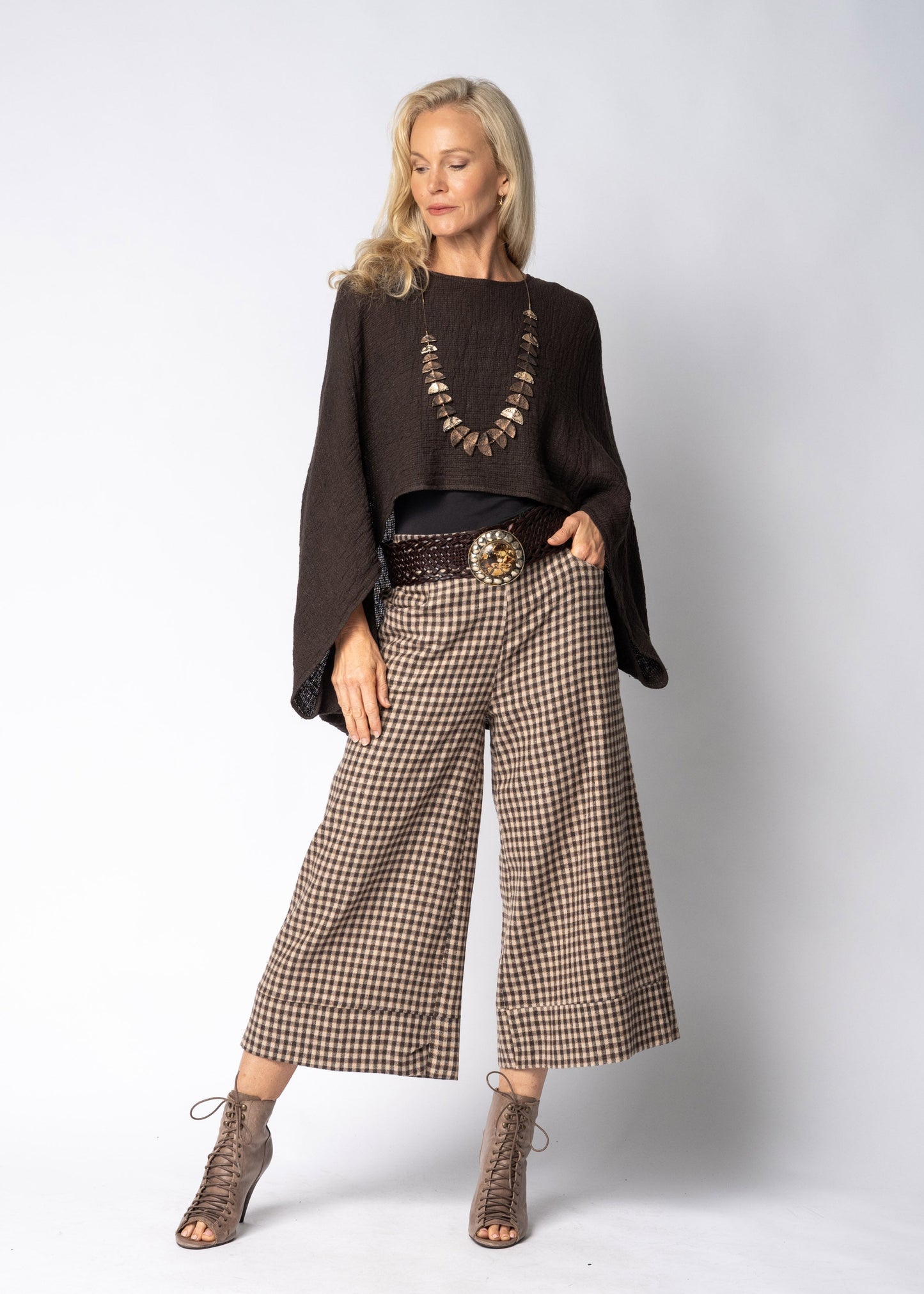 Valetta Linen Top in Chocolate Truffle