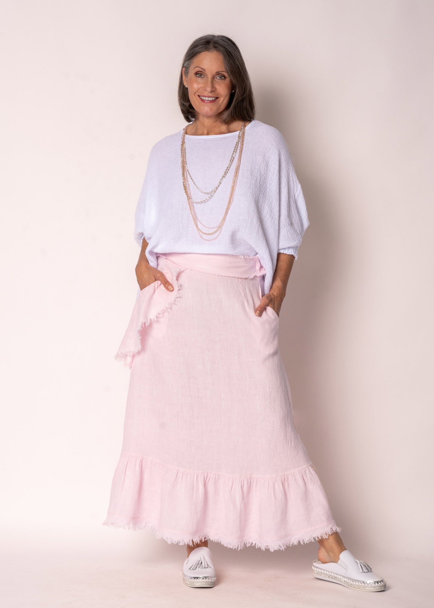 Mallory Linen Top in White