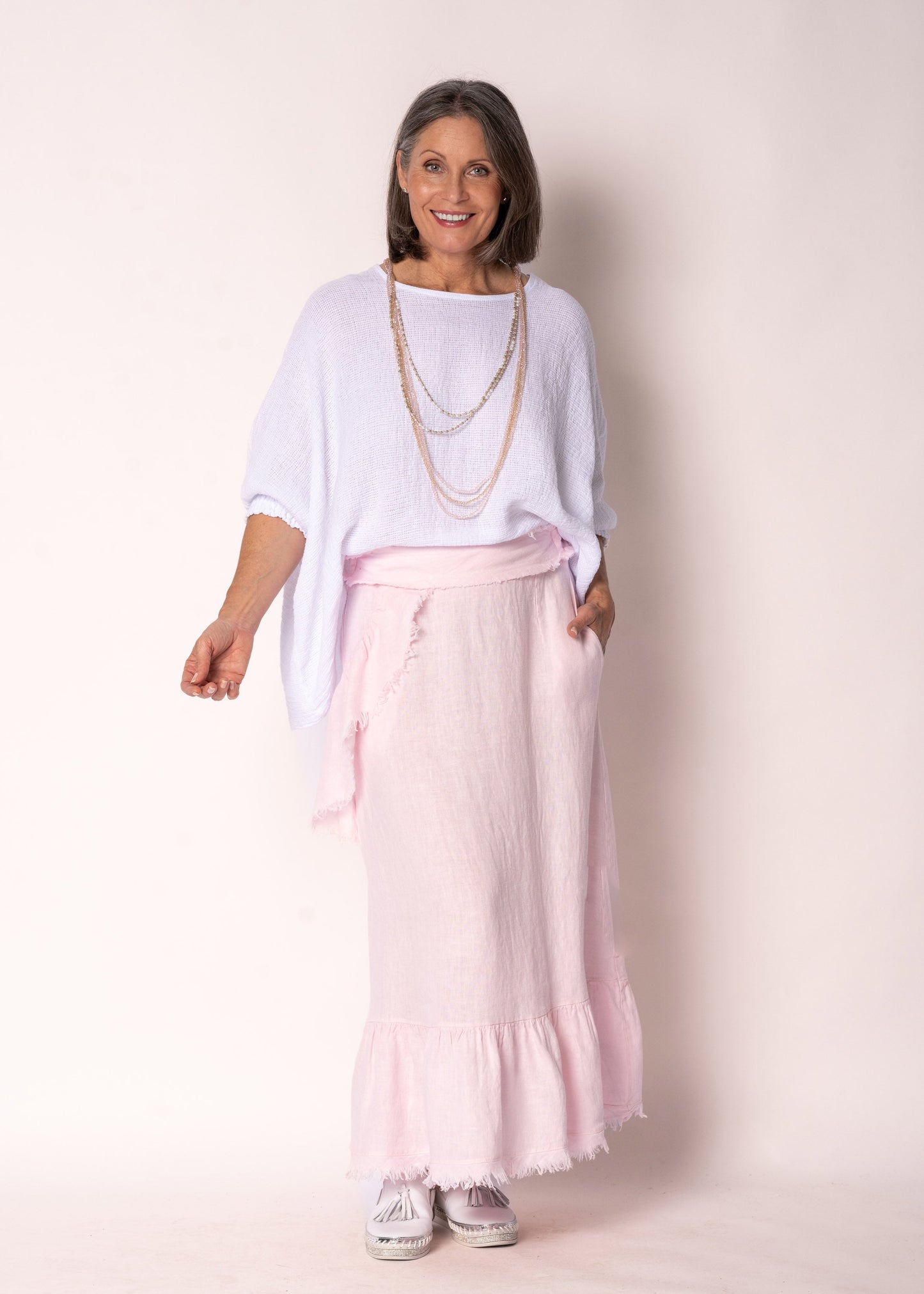 Mallory Linen Top in White