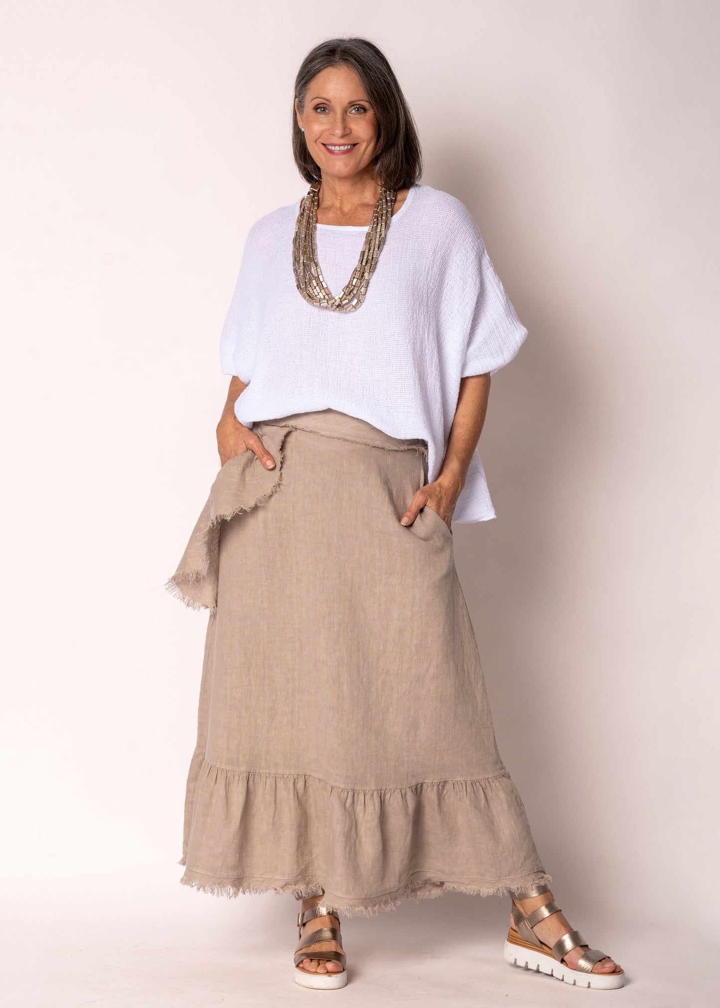 Gessica Linen Skirt in Latte